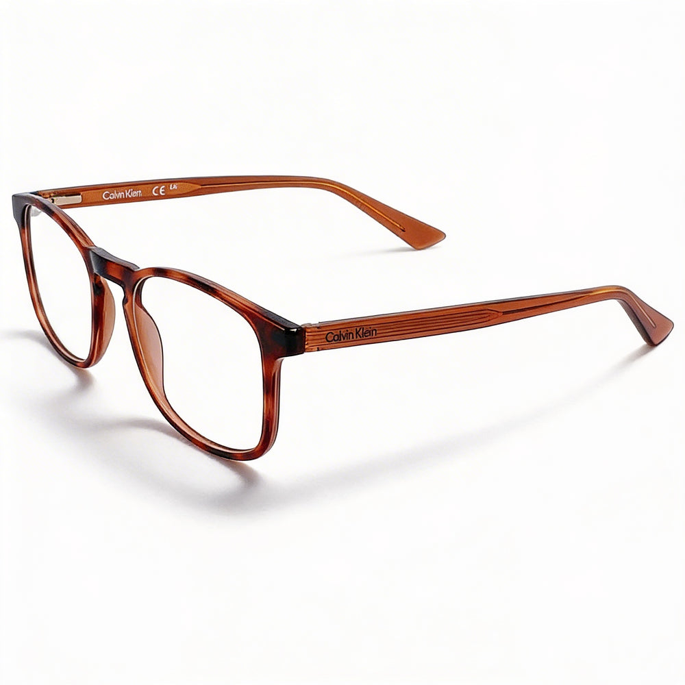 Gafas unisex Calvin Klein CK23517 con lentes de policarbonato, montura de metal color Habana, ancho de lente de 52 mm