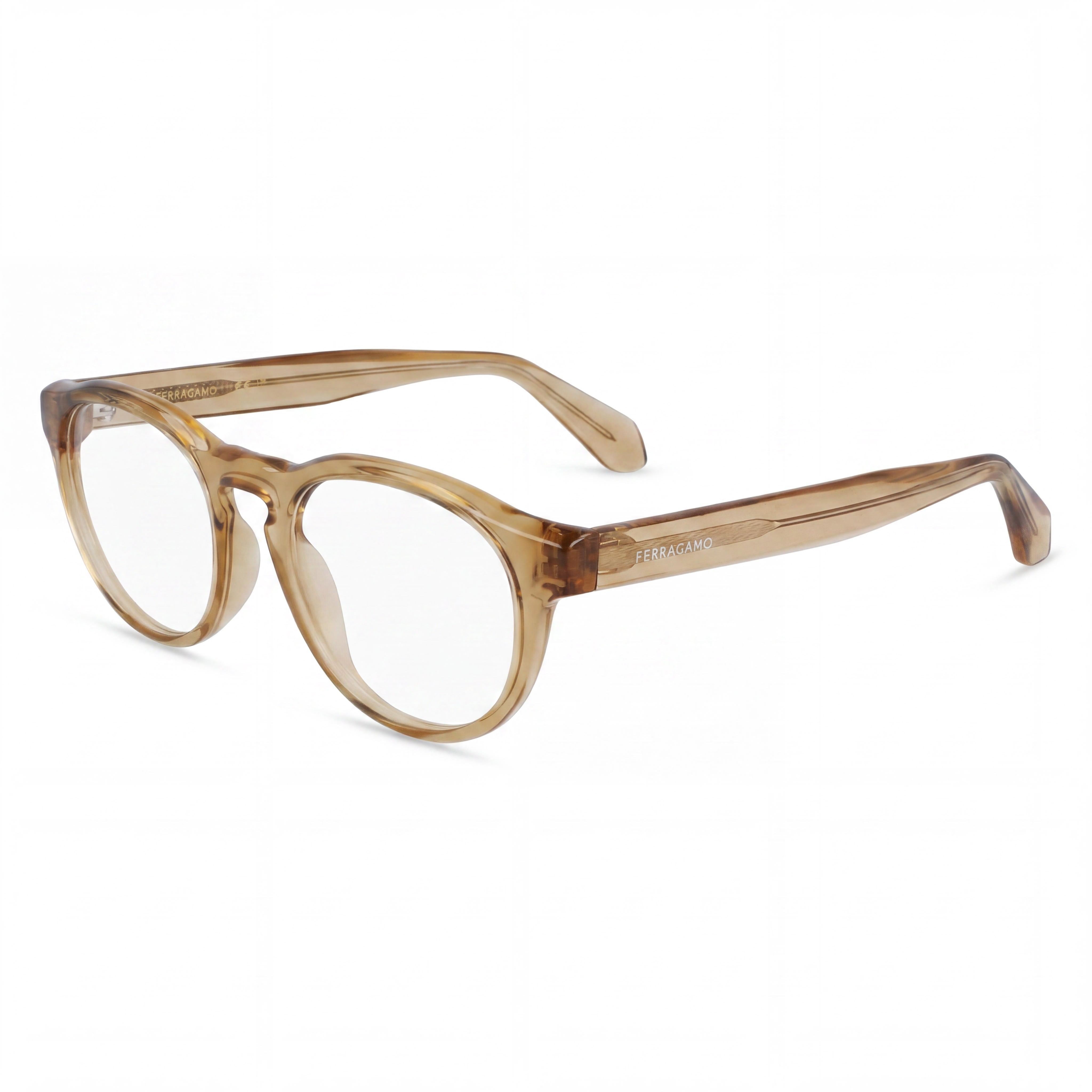Ferragamo Sf2987e Men's Transparent Sand Metal Frame Polarized Clear Polycarbonate Lens Eyeglasses 50mm, Photo 1