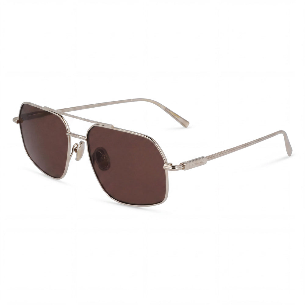 Gafas de sol Salvatore Ferragamo SF313S para hombre, montura de acetato oro/marrón, lentes de policarbonato, protección UV, 58 mm