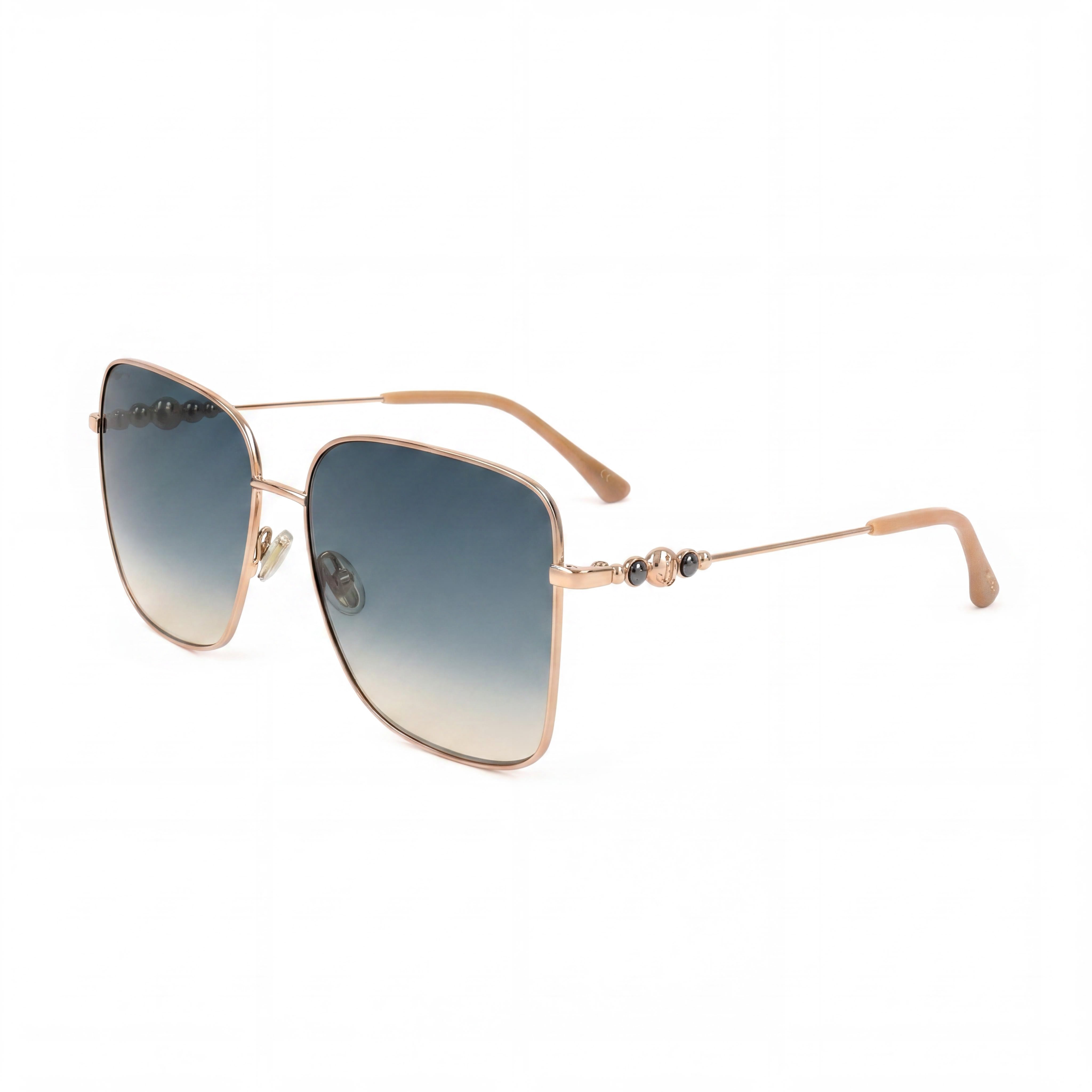 Gafas de sol Jimmy Choo Hester/S para mujer, armazón de acero inoxidable en color dorado y nude, lentes grises degradadas doradas, 100% protección UV, 59-15-145mm, Photo 1