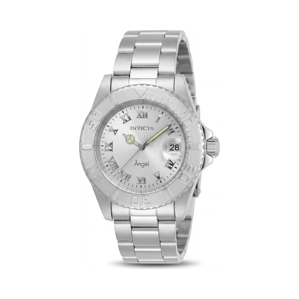 Invicta Bracelet Women's Stainless Steel Silver Dial Quartz 20 Bar Water Resistant Watch with Glow In The Dark & Bezel Markings