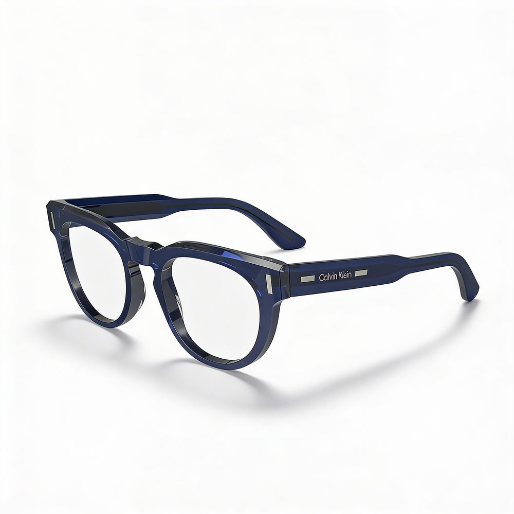 Gafas de sol unisex Calvin Klein Ck23542 con montura de acetato, lentes azules y montura azul, ancho de lente de 49 mm