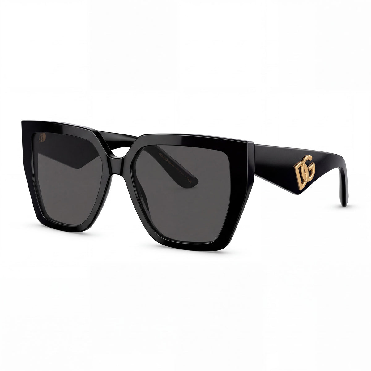 Dolce & Gabbana 4438 Gafas de sol para mujer con montura de acetato brillante negro y gris, forma de mariposa, lentes negras de 55 mm y protección UV, Photo 1