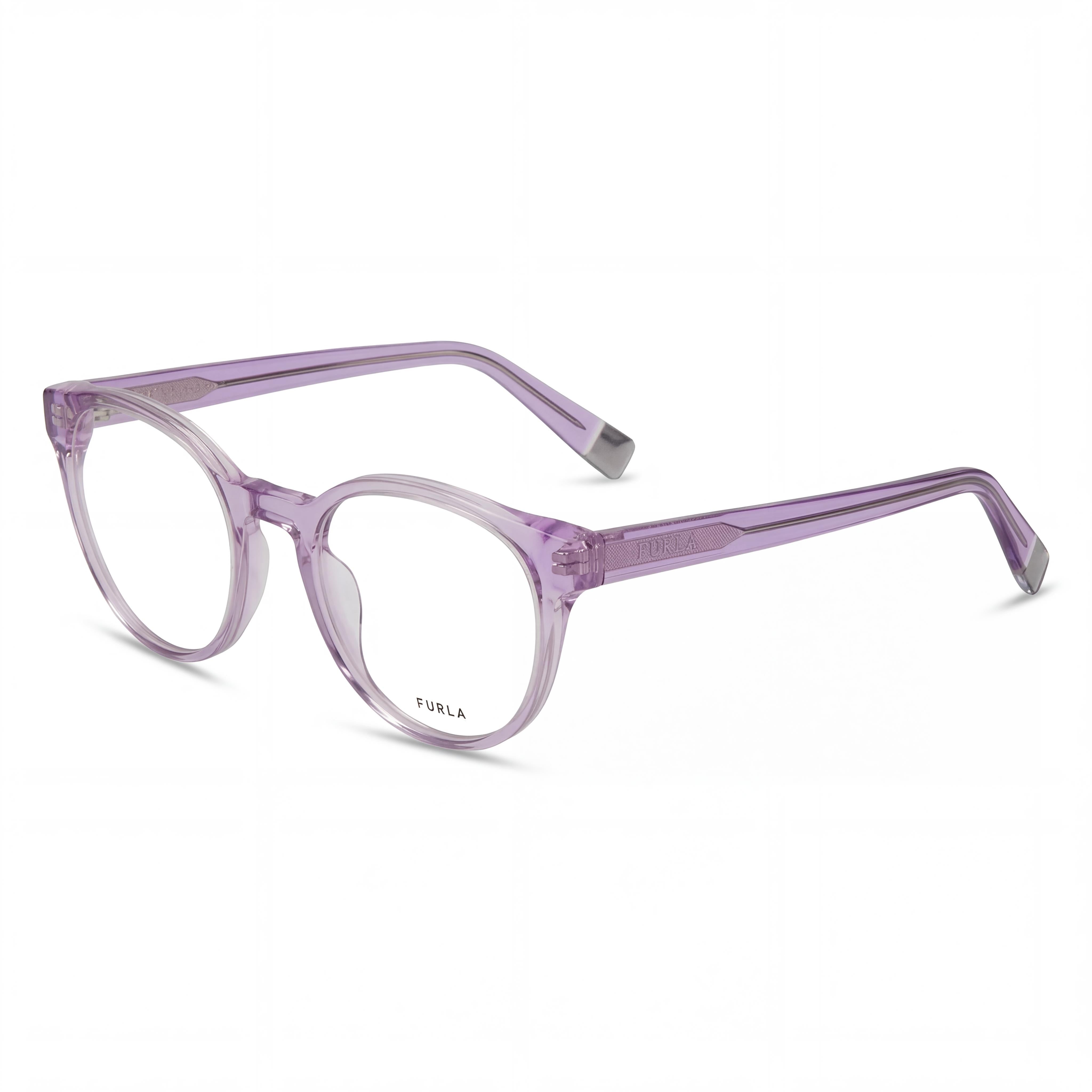 Furla Vfu642v Unisex Eyeglasses, Shiny Transparent Acetate Frame, Lenses, 50mm Lens Width, Photo 1