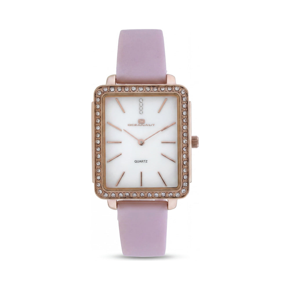 Reloj cronógrafo de cuarzo azul claro para mujer con correa Oceanaut, resistente al agua y cristal mineral resistente a arañazos.