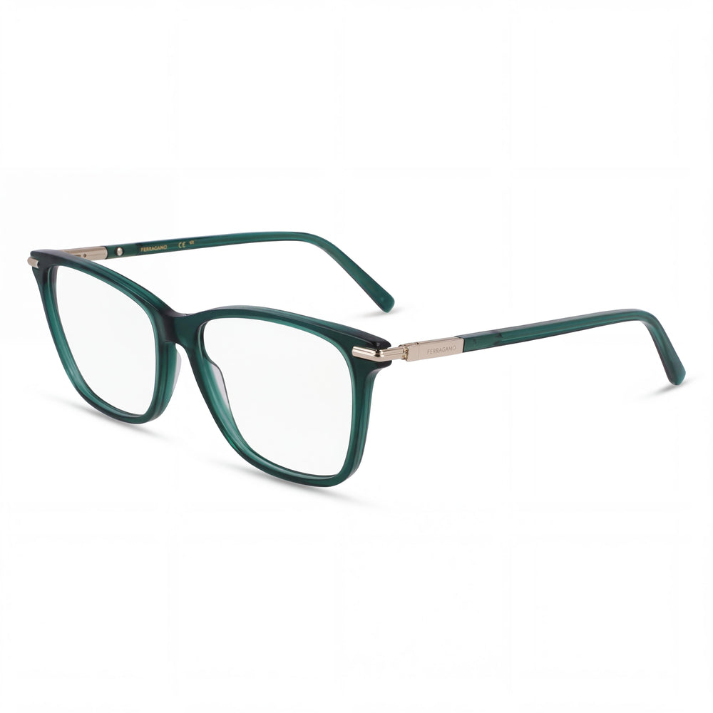 Ferragamo Sf3013 Men's Transparent Green Acetate Frame Eyewear with 53mm Lens, 15mm Bridge, and 140mm Temple Length