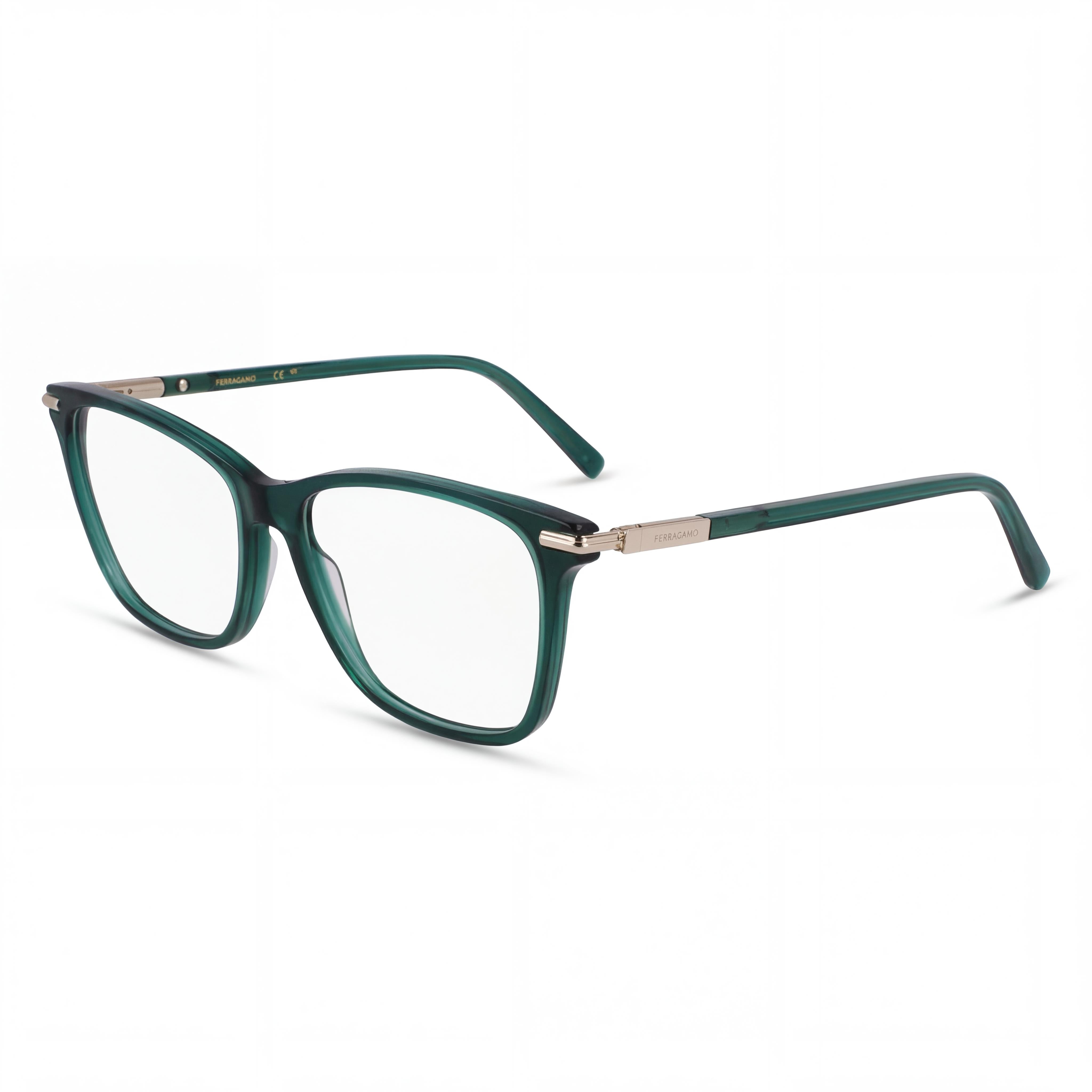 Ferragamo Sf3013 Men's Transparent Green Acetate Frame Eyewear with 53mm Lens, 15mm Bridge, and 140mm Temple Length, Photo 1