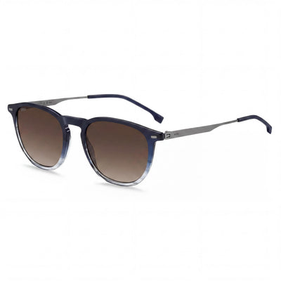 Gafas de sol Hugo Boss Modern para hombre, de acetato azul claro con cuerno de rutenio, sin polarizar, con protección UV, de 52 mm de ancho de lente