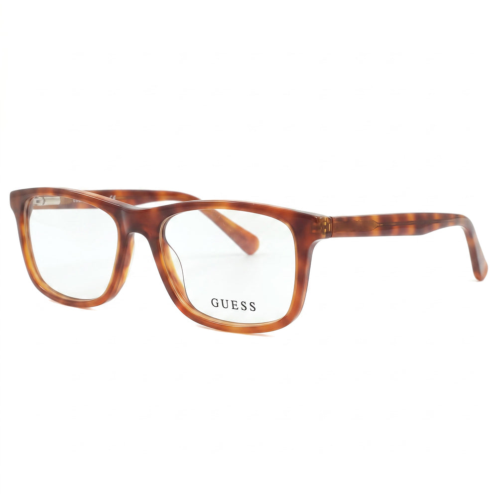 Guess Gu50054 Men's Rectangular Blonde Havana Acetate Eyeglasses with Demo Clear Lenses, Prescription Ready 53-15-145mm