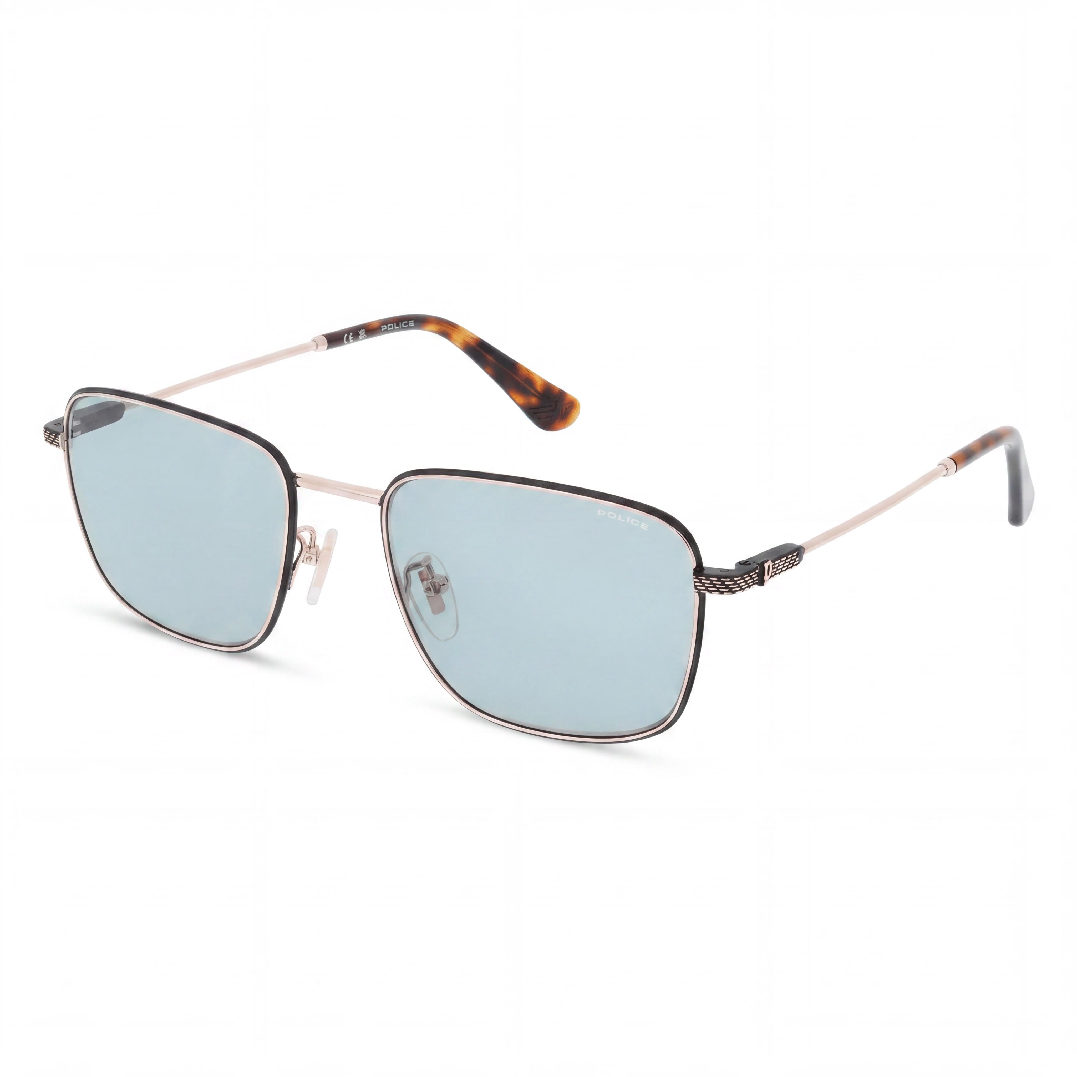 Gafas de sol Police casuales de hombre con montura de acero inoxidable en oro rosa y lentes de policarbonato, tamaño 57-19-150, Photo 1