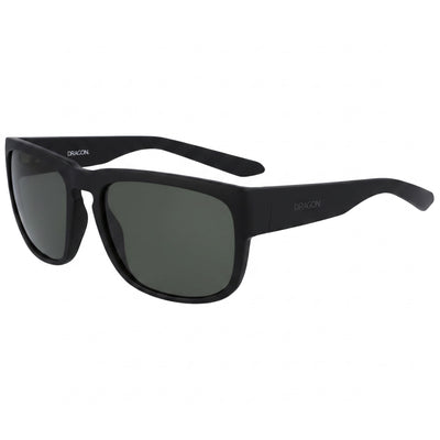 Dragon Alliance DR RUNE Unisex Matte Black Plastic Sunglasses with Green UV Protected Non-Polarized Lenses 58mm