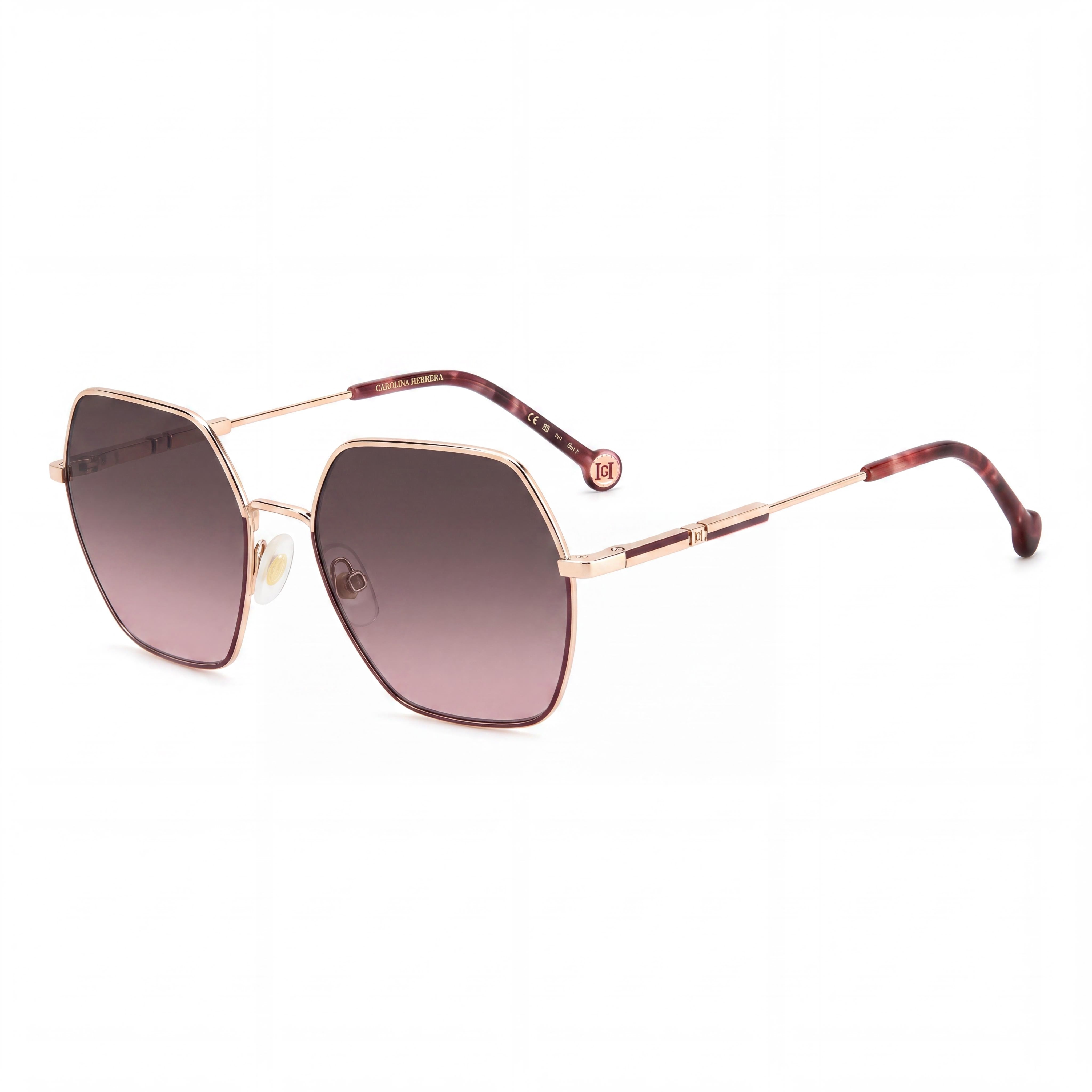 Carolina Herrera Essential Women's Gold Burgundy Metal Frame UV Protected Sunglasses 55mm, Photo 1