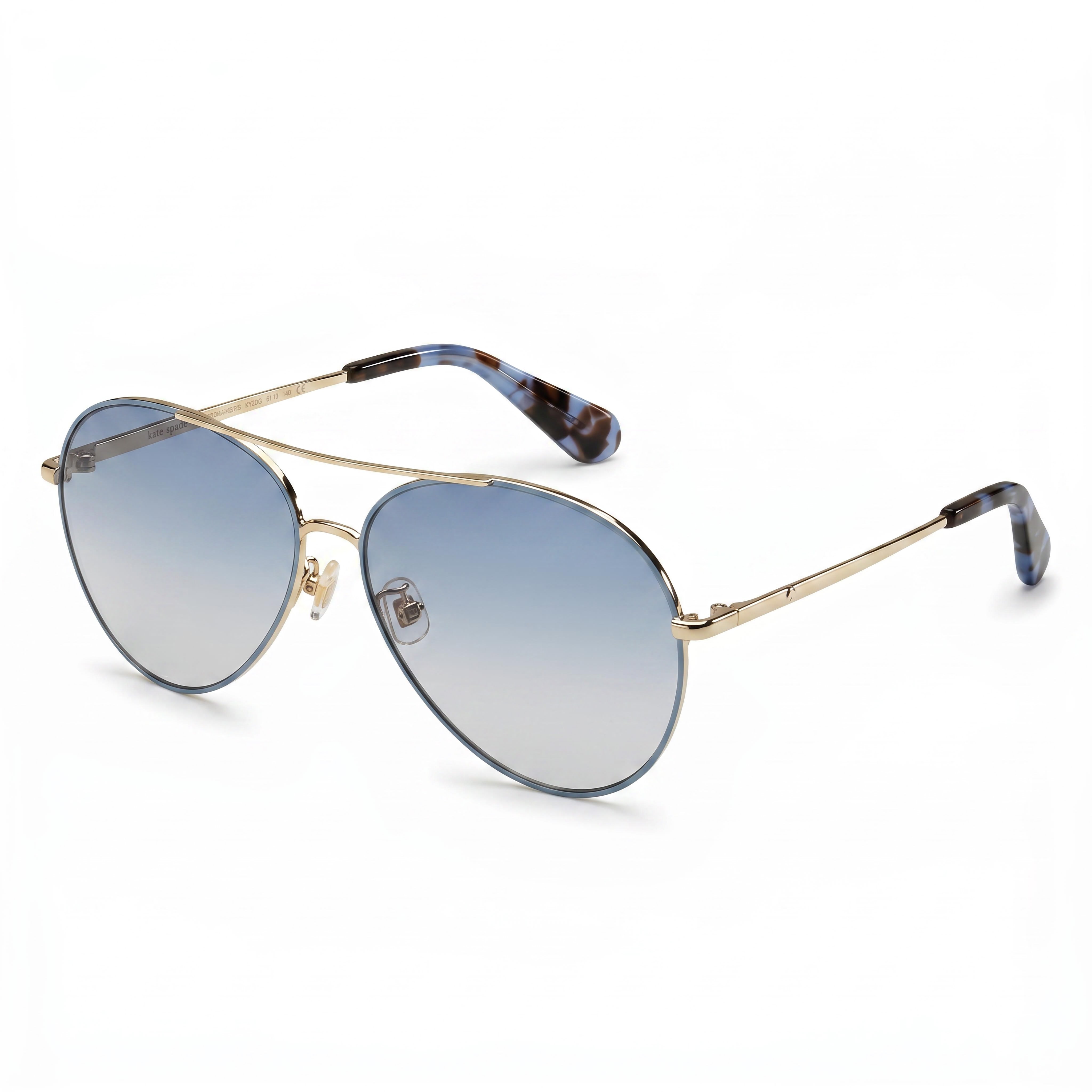 Kate Spade New York Carolane/F/S Women's Metal Blue Gold Blue Lens Pilot Asian Fit UV Protection Sunglasses 61mm, Photo 1