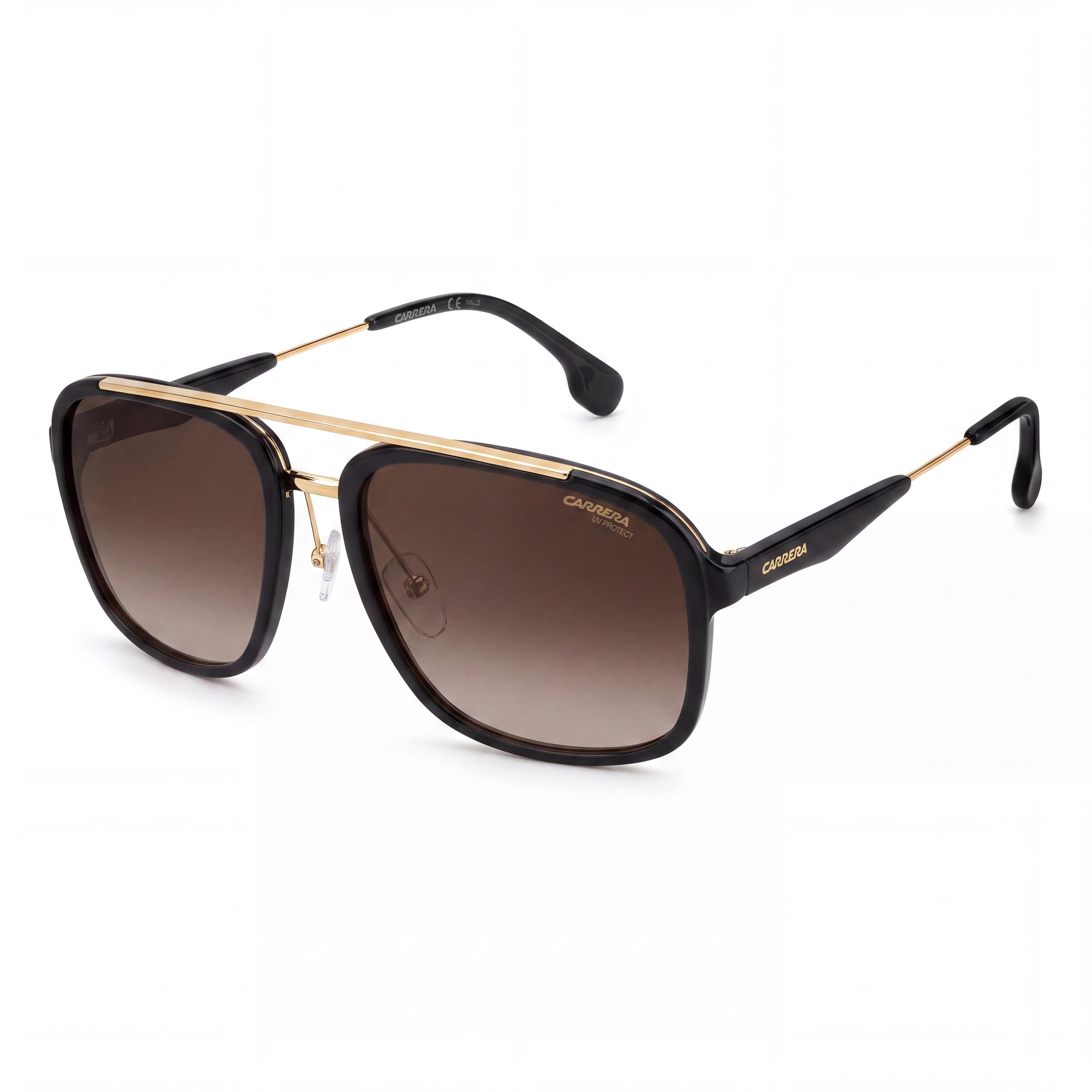 Carrera 133/S Unisex Black Gold Brown Gradient Acetate Metal Non-Polarized Sunglasses 57mm UV Protection, Photo 1