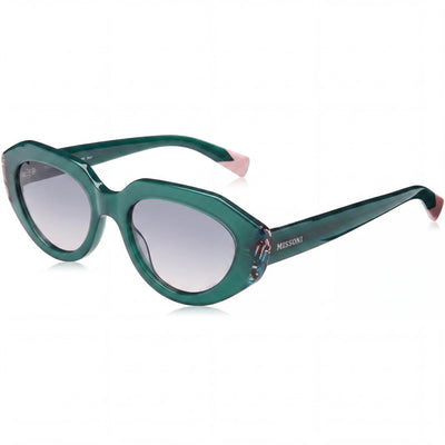 Gafas de sol Missoni Classic para mujer, montura de acetato, color verde y rosa, con protección UV y lentes de policarbonato, 53 mm