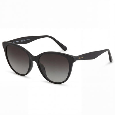 Salvatore Ferragamo SF1073S Women's Black Plastic Cat Eye Grey Gradient UV Protected Sunglasses 54mm