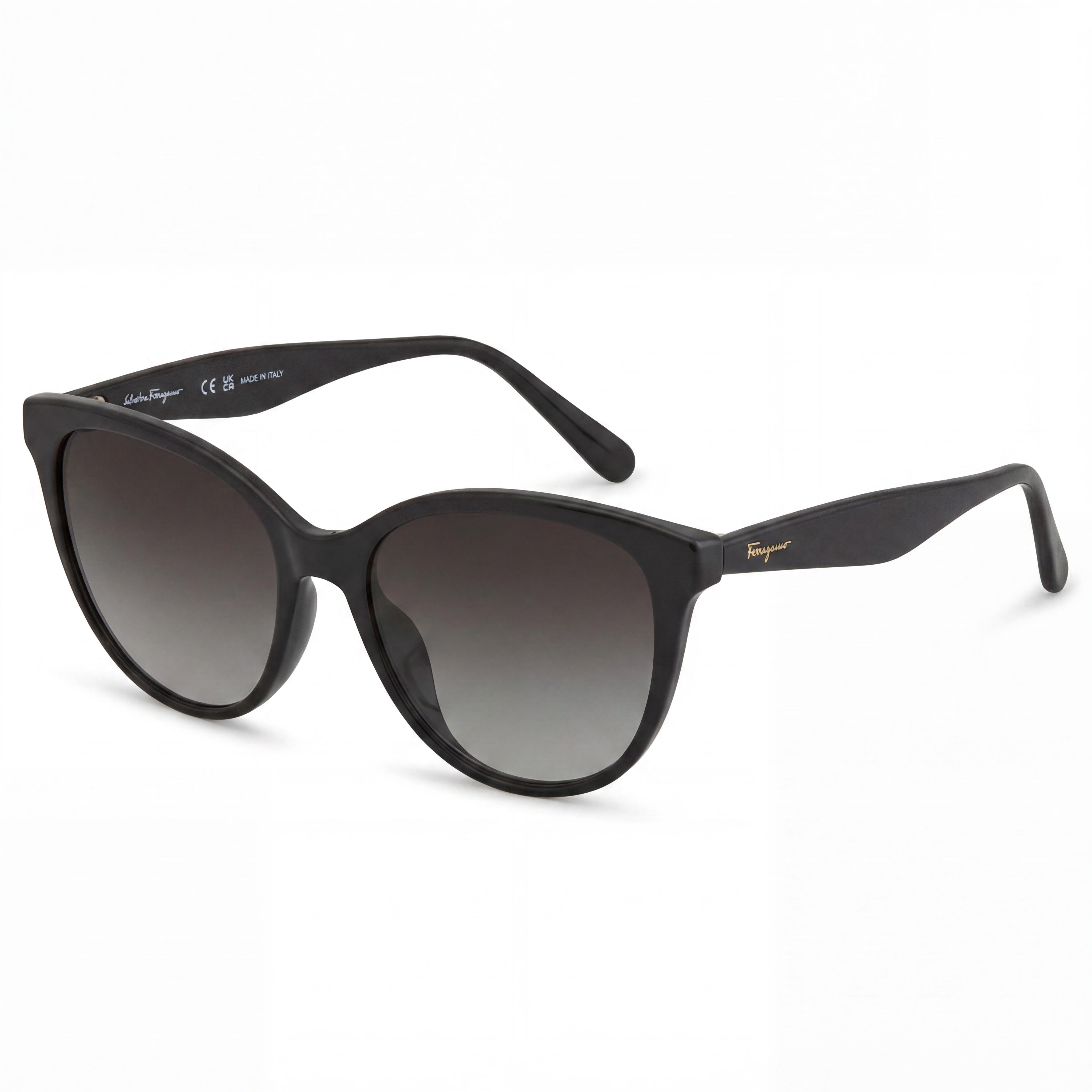 Salvatore Ferragamo SF1073S Women's Black Plastic Cat Eye Grey Gradient UV Protected Sunglasses 54mm, Photo 1