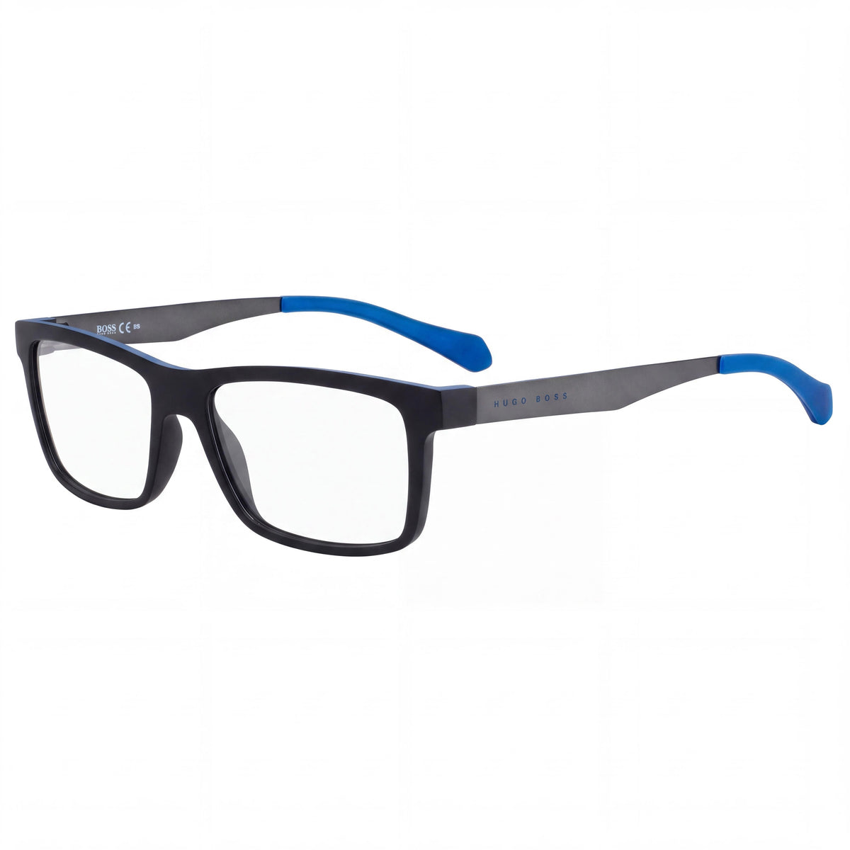 Hugo Boss Boss 0870 Unisex Polyamide Frame Eyeglasses in Matte Black Dark Ruthenium - Size 54, Photo 1
