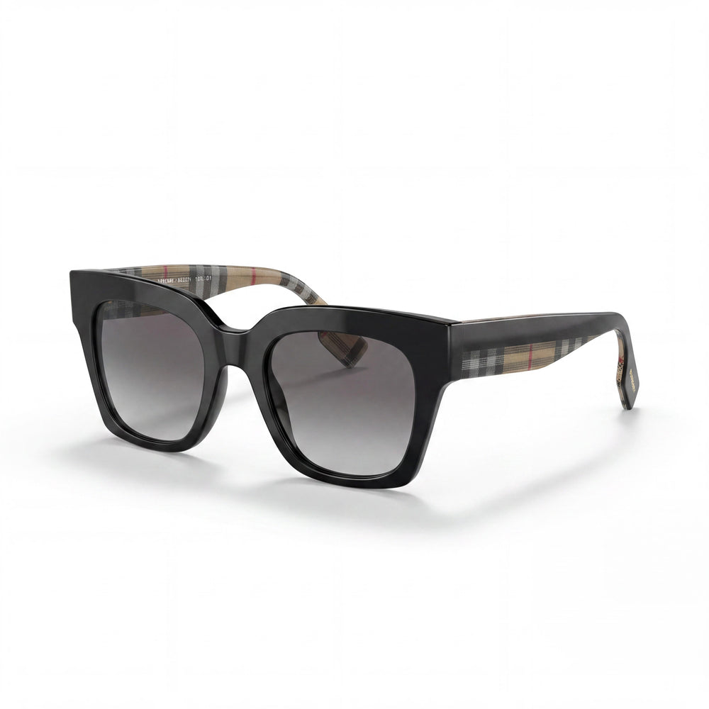 Burberry Be4364 Kitty Women's Black Acetate Cat-Eye Gradient UV Sunglasses 49mm