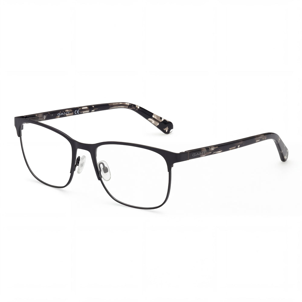 GANT Gafas Modernas para Hombre, con Montura Metálica Negra Mate y Lentes de Policarbonato Transparente Polarizadas, 53mm