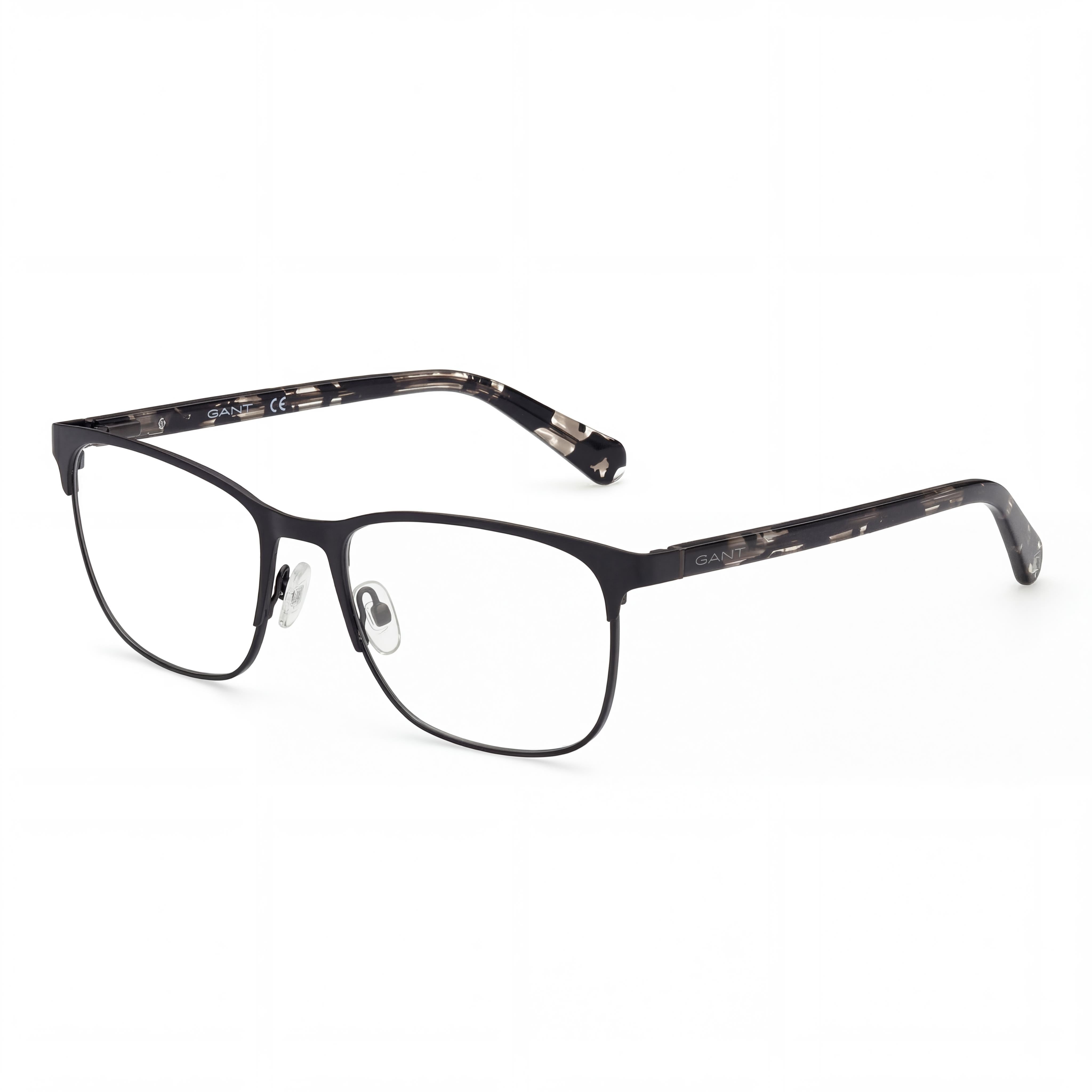 GANT Modern Eyewear for Men, featuring a Matte Black Metal Frame with Polarized Clear Polycarbonate Lenses, 53mm, Photo 1