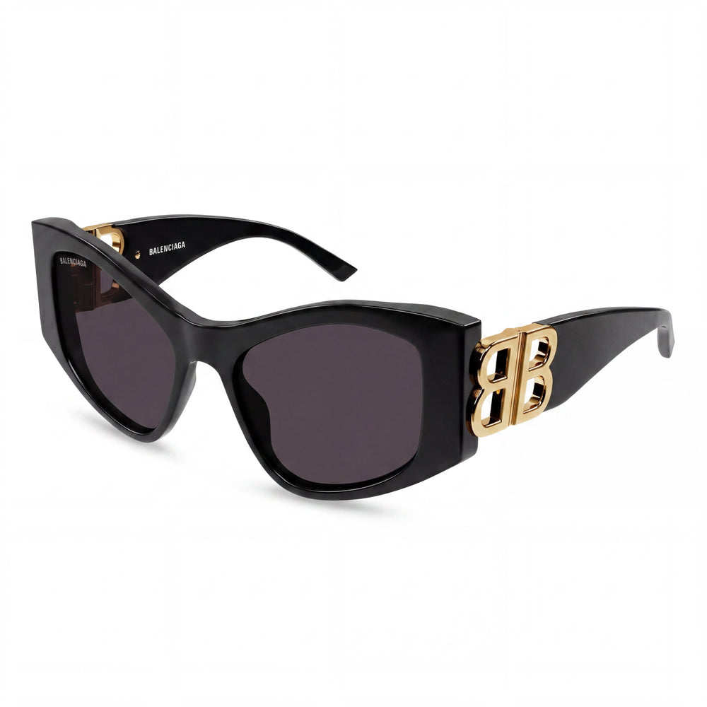 Balenciaga Bb0287s-001 Women's Black/Grey Plastic Gray Non-Polarized UV Protected Sunglasses 55mm