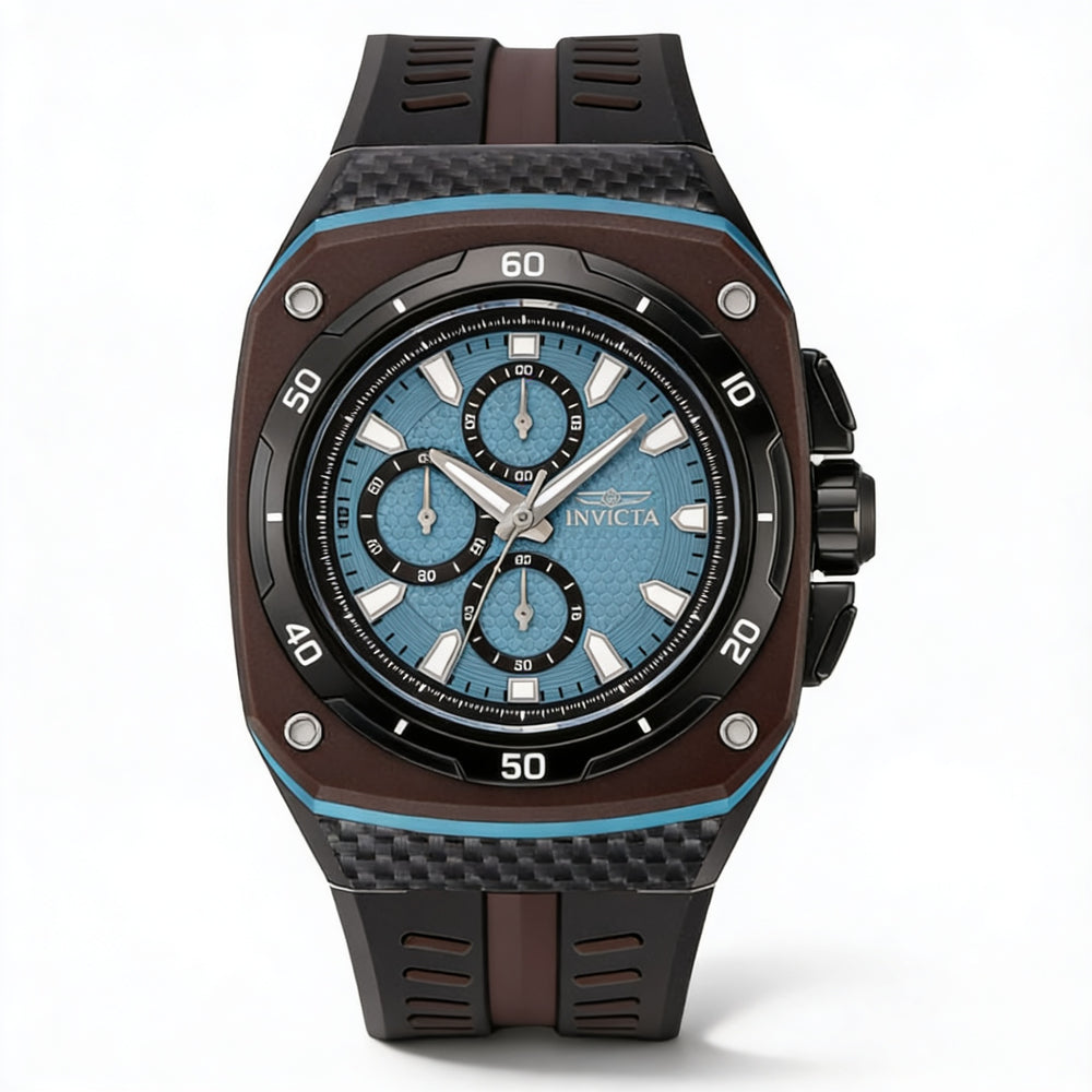 Invicta Men's IN-46106-AMZUK Black Stainless Steel Blue Dial Chronograph Quartz Watch 46mm