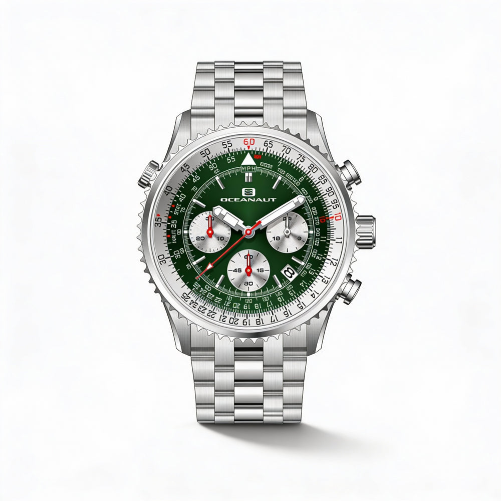 Oceanaut Men's Bracelet Chronograph Watch with Green Dial, Stainless Steel Case & Bracelet