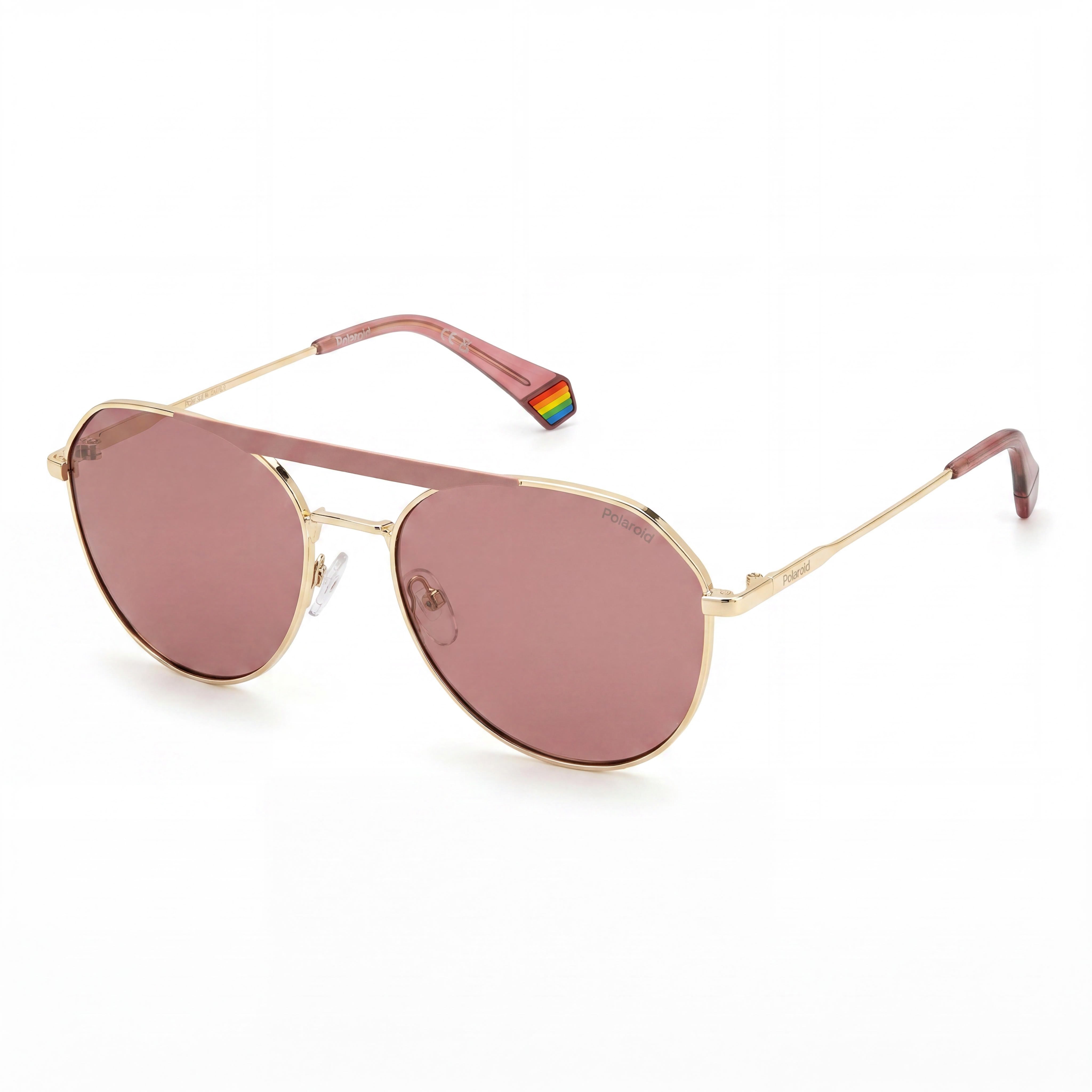 Polaroid Casual Unisex Stainless Steel Gold Black Grey Frame Polarized Gold Black Lens Sunglasses 57-17-145, Photo 1