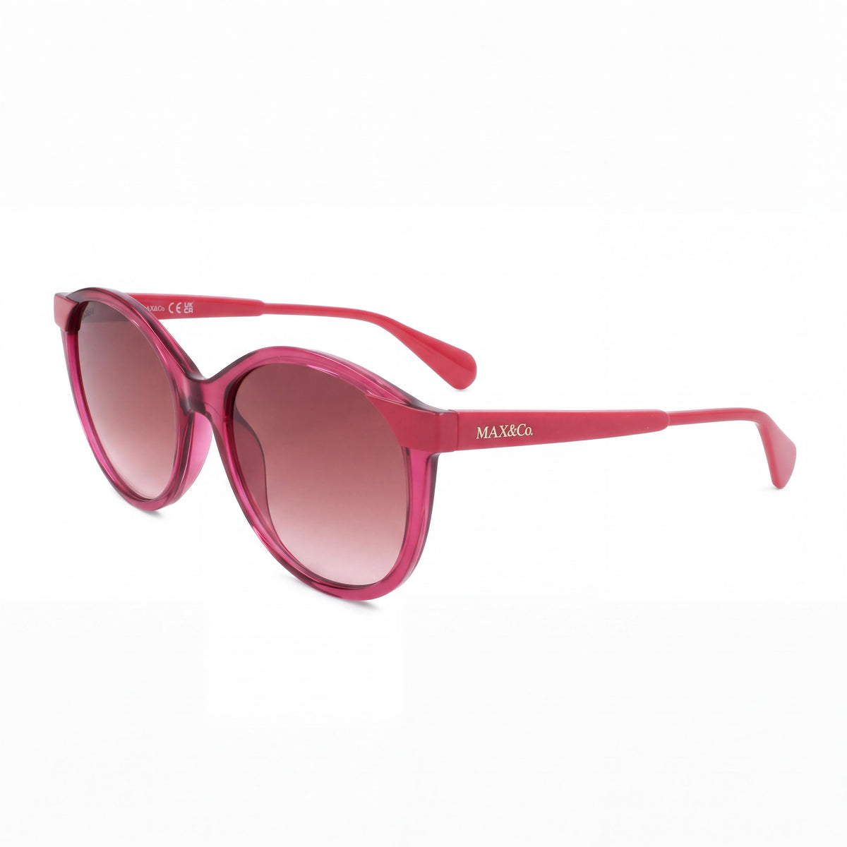 Max & Co. Casual Women's Shiny Fuchsia INJECTED Frame Sunglasses, Gradient Violet Lenses, UV Protection, Size 55, Photo 1