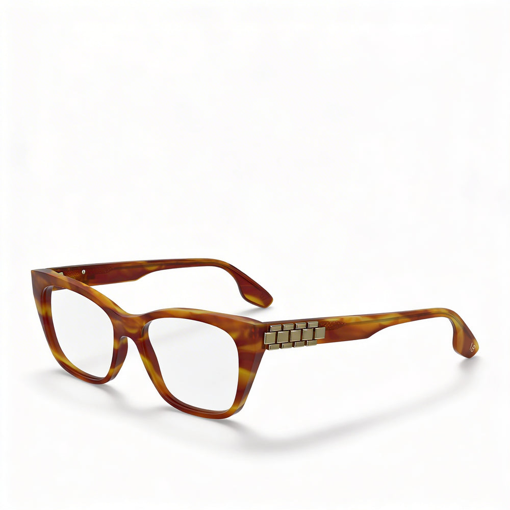 Victoria Beckham Women's Modern Acetate Frame Eyewear with Non-polarised Polycarbonate Lenses, Striped Blonde Havana, 52mm