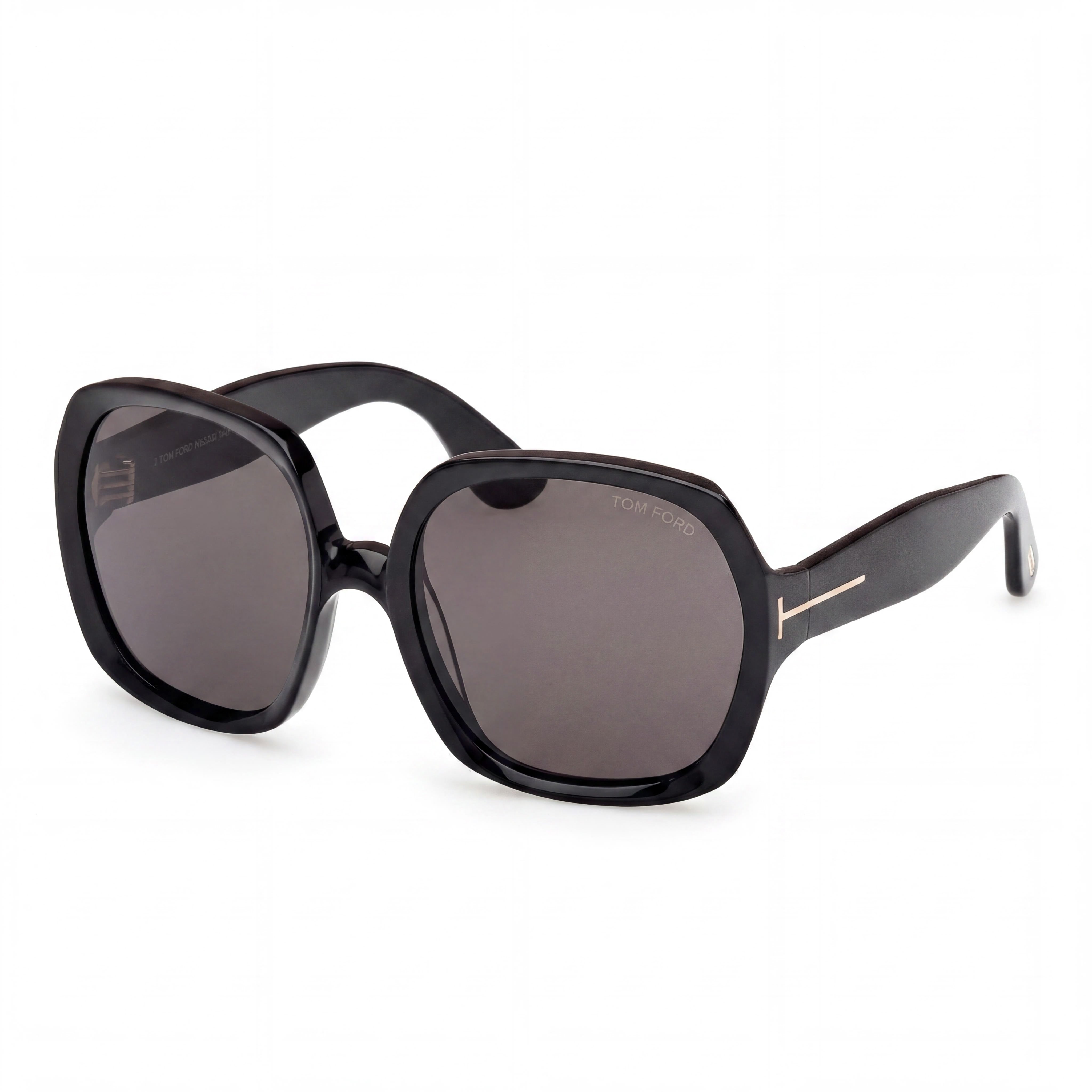 Gafas de sol unisex clásicas Tom Ford con montura de plástico negro brillante, lentes polarizadas ahumadas de 60 mm, Photo 1