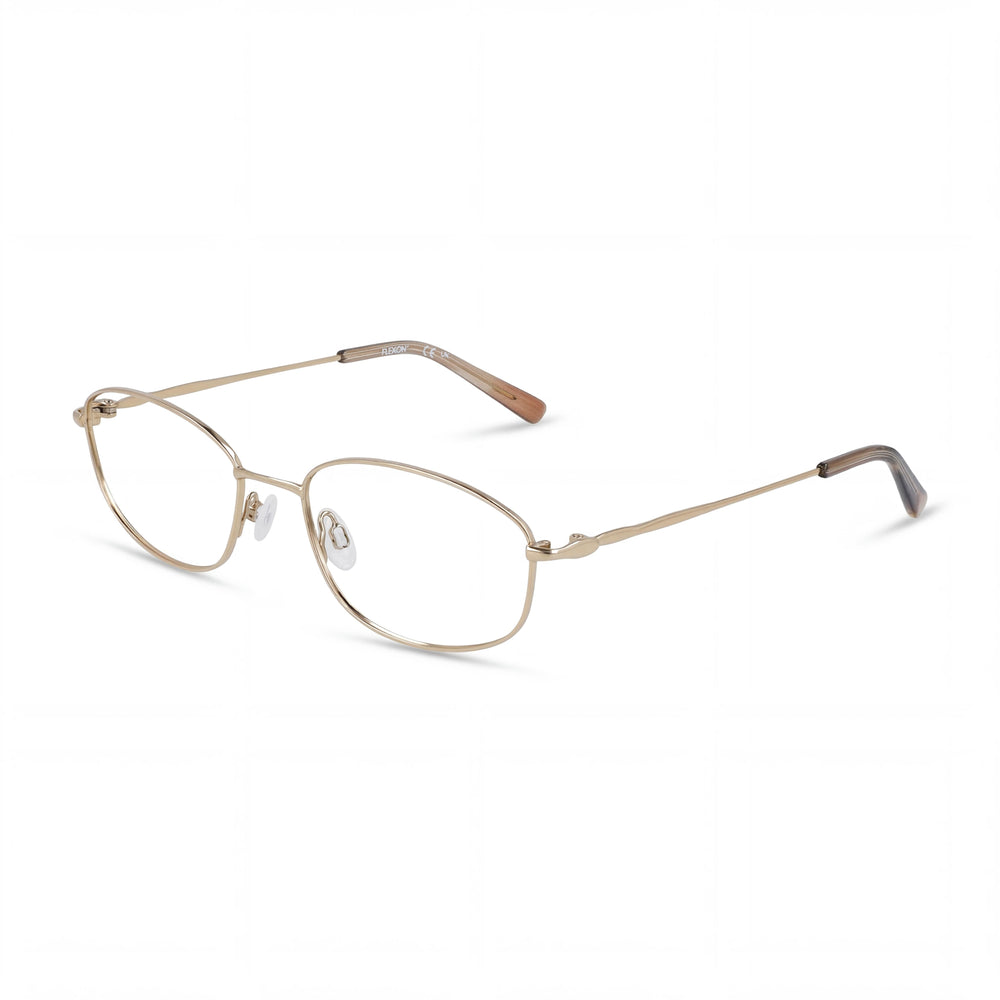 Gafas de acetato unisex Flexon W3039, color dorado brillante, ancho de lente de 50 mm, puente de 18 mm, patillas de 135 mm