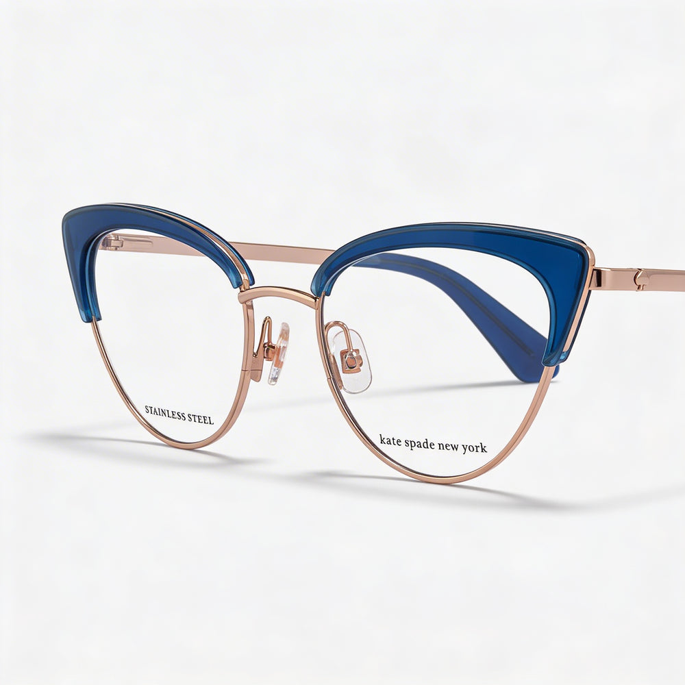Kate Spade New York Jailyn Women's Cat Eye Metal Frame Eyewear with Clear Polycarbonate Lenses Blue Gold 50-18-39