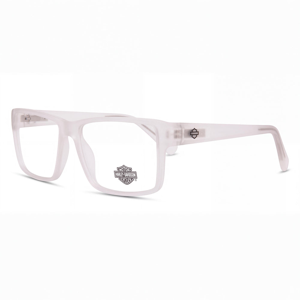 Harley-Davidson HD0982 Men's Plastic Full Rim Rectangle Crystal Black Eyeglasses, Clear Demo Lenses, Prescription Ready 55-15-145mm