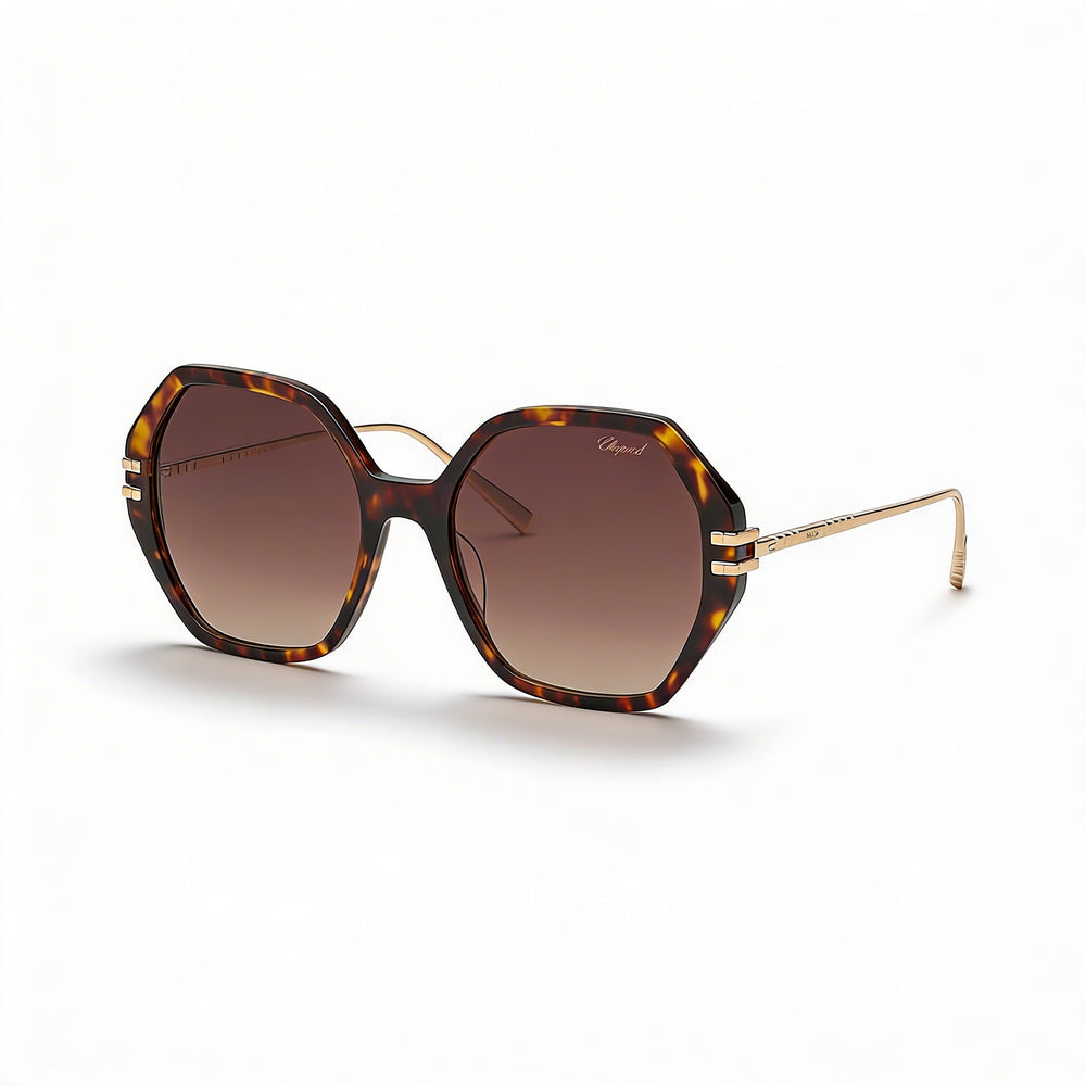 Gafas de sol Chopard Sch370m para mujer, de acetato de celulosa habana oscuro con lentes degradadas marrones, protección UV 57-19-135