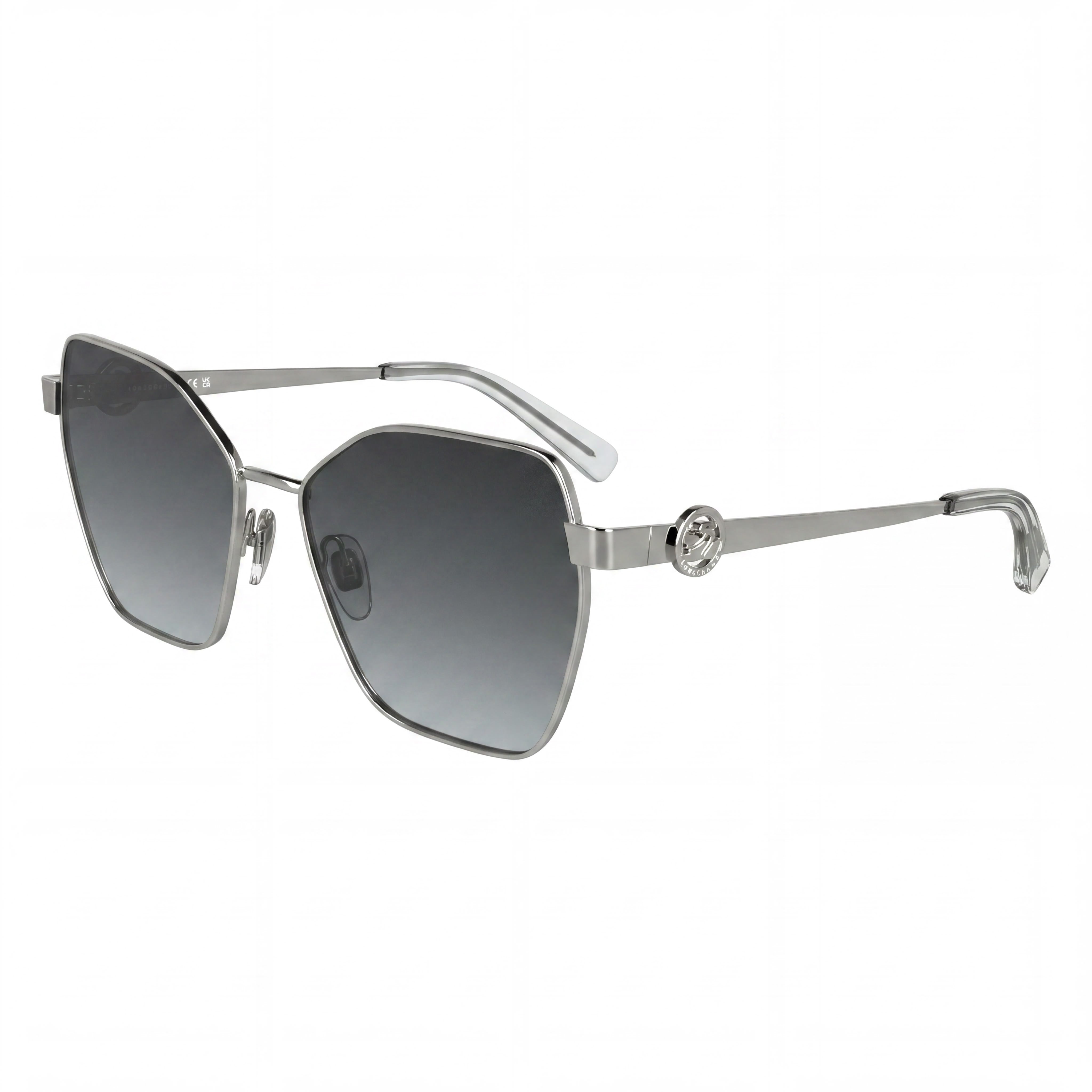 Gafas de sol cuadradas modernas Longchamp LO180S para hombre, montura y lentes en gris degradado/plateado, puente de 17 mm, patillas de 140 mm, Photo 1
