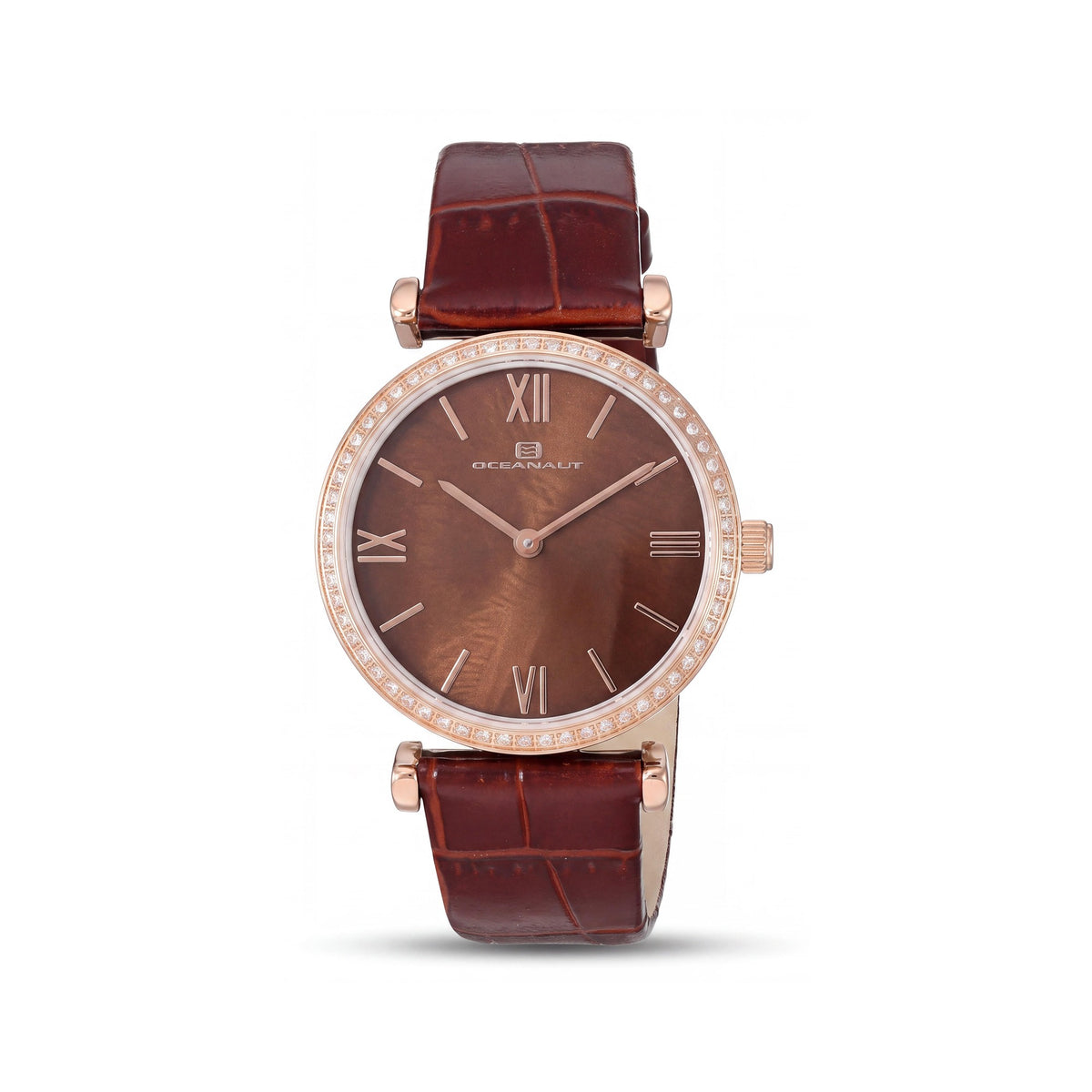 Oceanaut Quartz Movement Women’s Watch, Brown Mother of Pearl Dial, Crystals on Bezel, Water Resistant 3 ATM, Photo 1