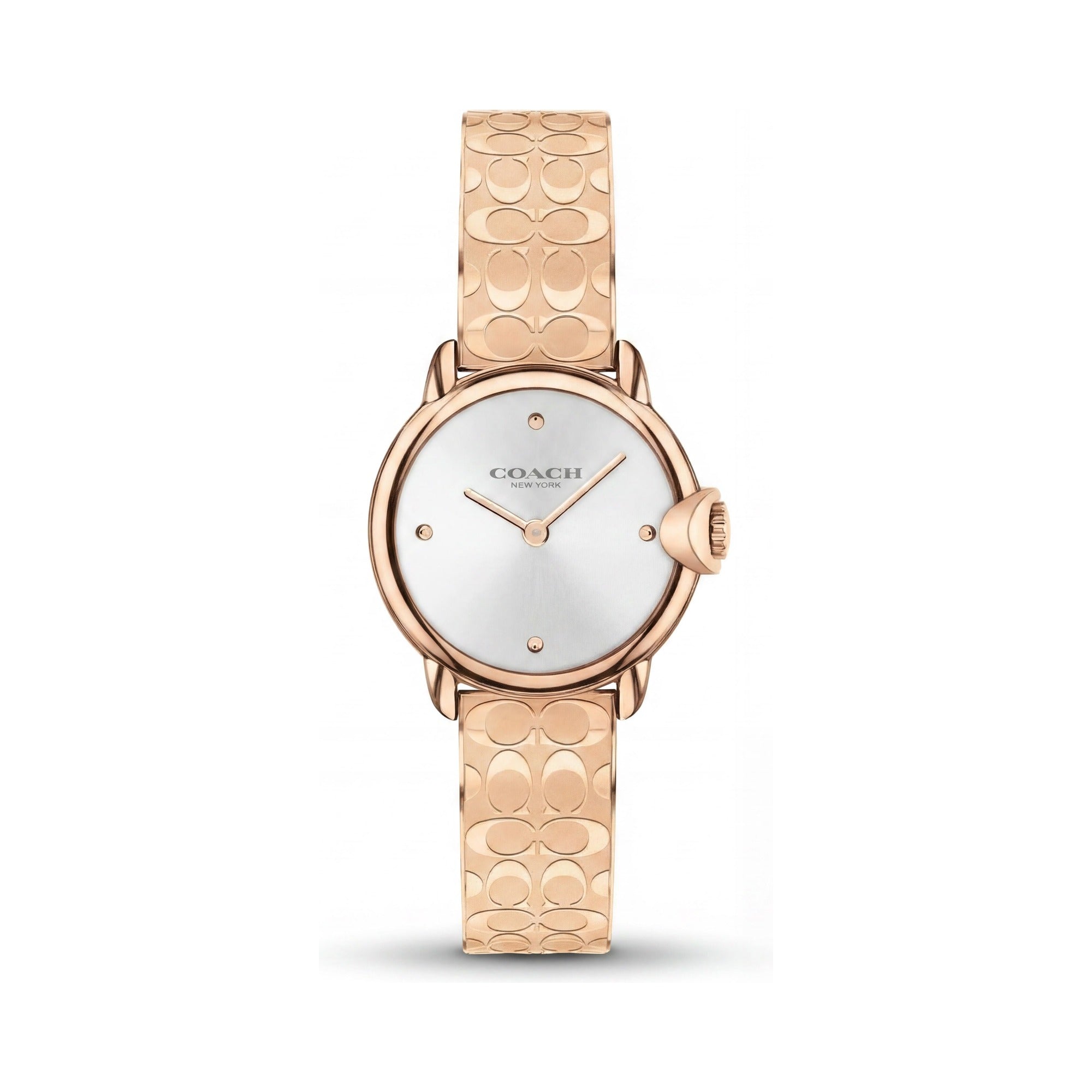 Reloj Coach Arden para mujer con brazalete icónico de acero chapado en oro rosa y esfera blanca plateada, 28 mm, Photo 1