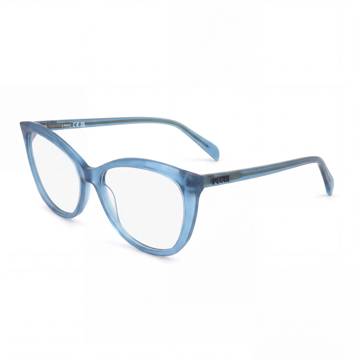 Emilio Pucci 5249 Women's Casual Shiny Turquoise Acetate Frame Non Polarized Transparent Lens Eyeglasses 55-16-140, Photo 1