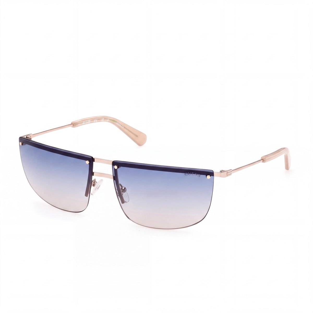 GUESS Casual Unisex Metal UV Protection Sunglasses Gold Gradient Blue 66mm, Photo 1