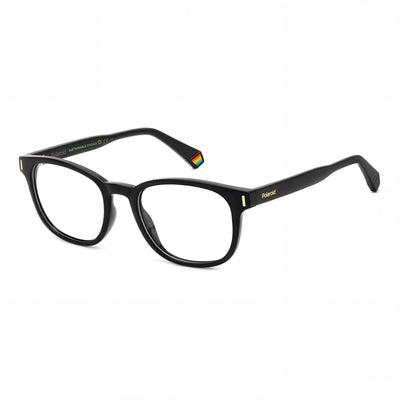 Gafas de sol Polaroid clásicas unisex con montura de plástico negro y lentes de policarbonato negro de 52 mm de lente, 19 mm de puente, 145 mm de patilla