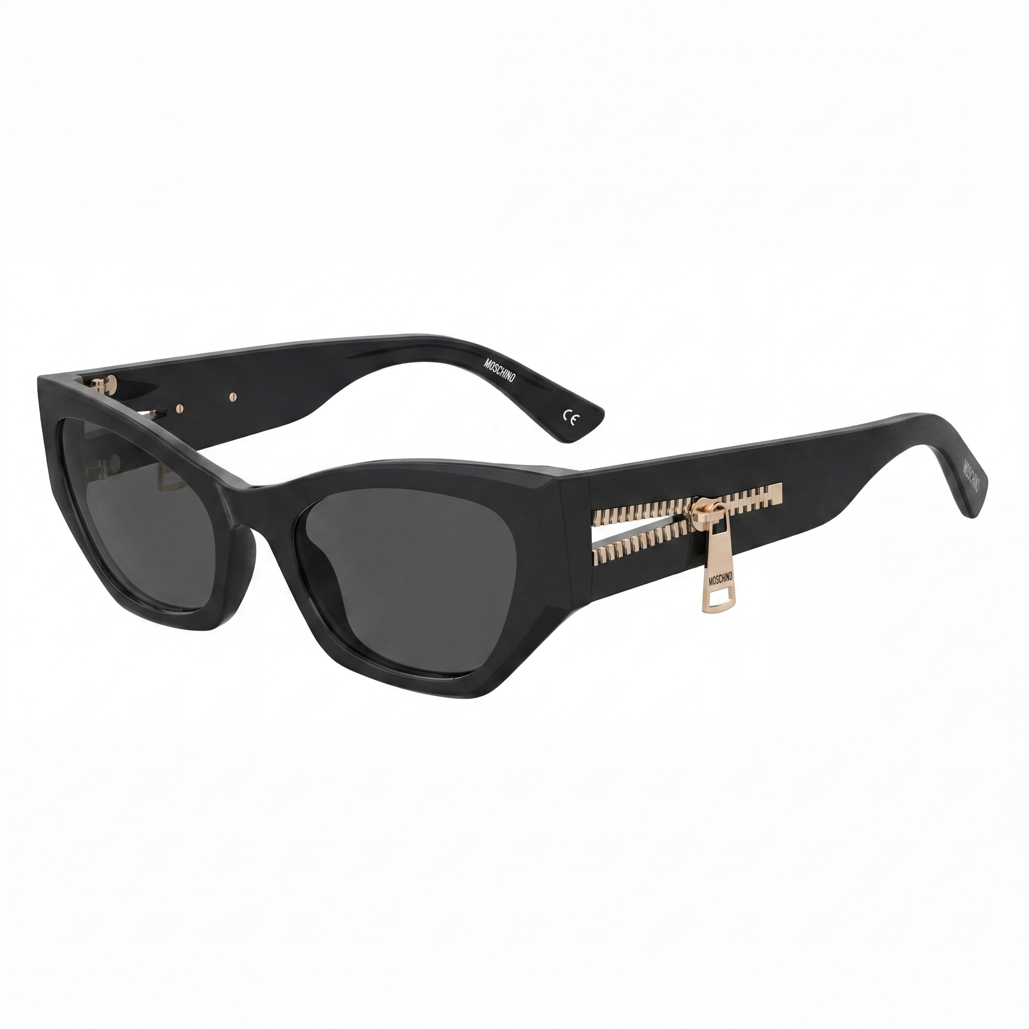 Moschino Casual Women's Black Dark Grey Frame, Black Lens, Lightweight Polyamide Sunglasses 55mm, Photo 1