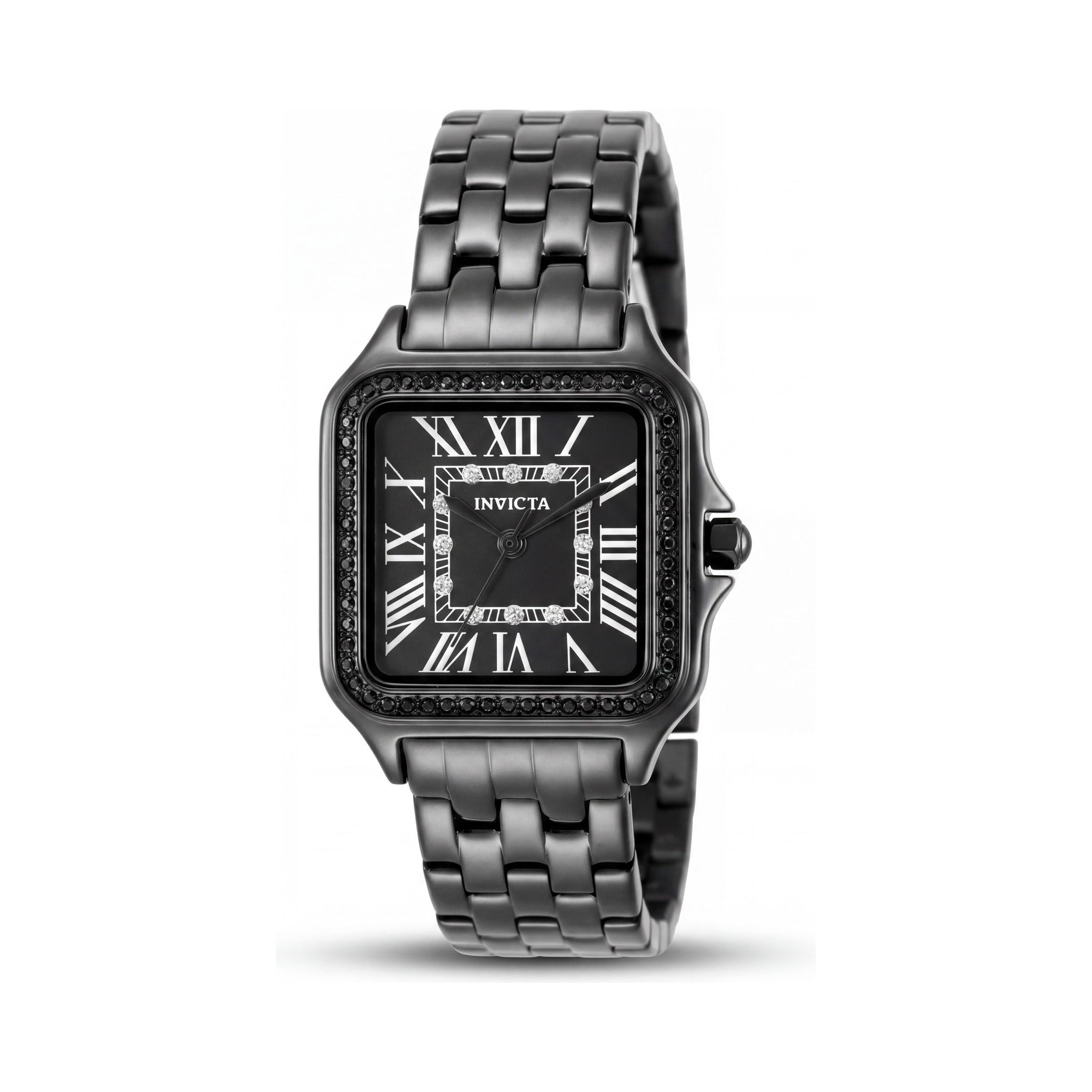 Invicta Angel 50581 Reloj de pulsera de cuarzo de acero inoxidable negro para mujer, cristal mineral, 28 mm, resistente al agua 3 ATM, Photo 1