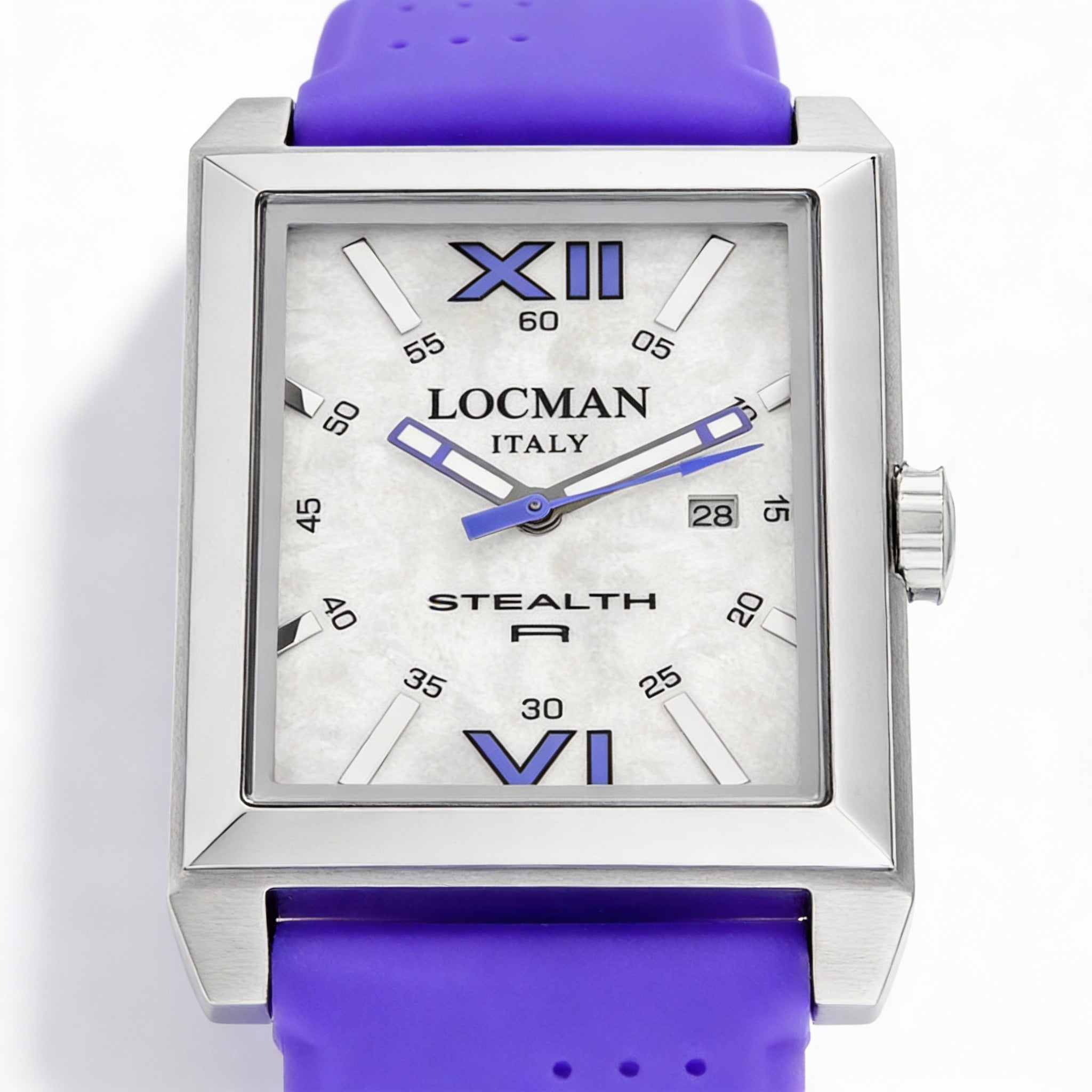 Reloj de cuarzo Locman para hombre, caja de acero inoxidable blanco, resistente al agua., Photo 1