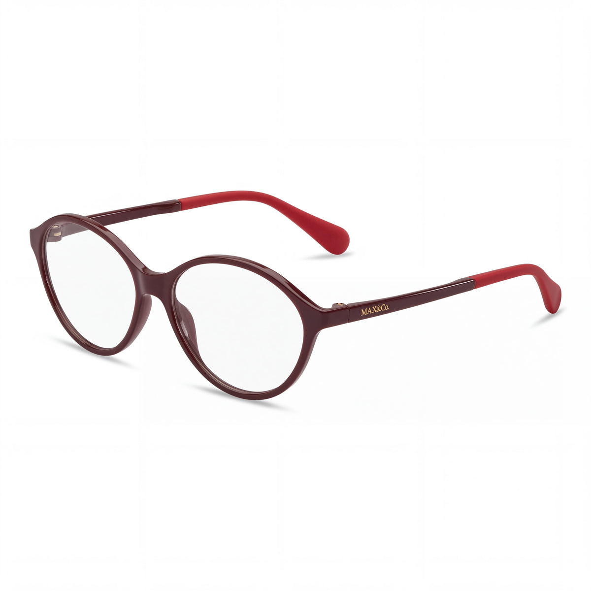 Gafas Max & Co. Mo5055 para mujer, montura de plástico color burdeos, lentes transparentes, 54-14-140, Photo 1
