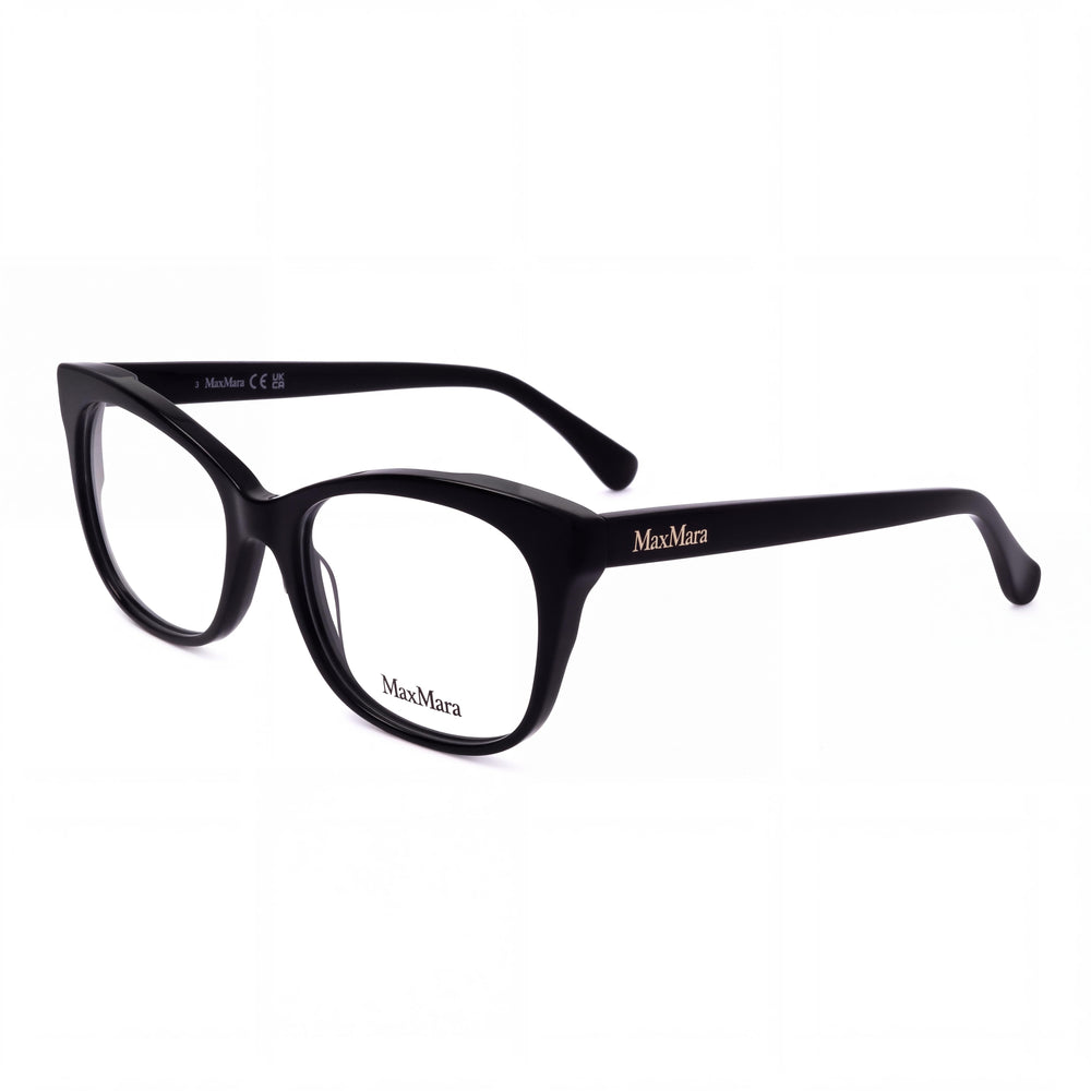 Gafas para hombre MaxMara Mm5094 con montura de plástico negro brillante, lentes de policarbonato transparentes, 52 mm