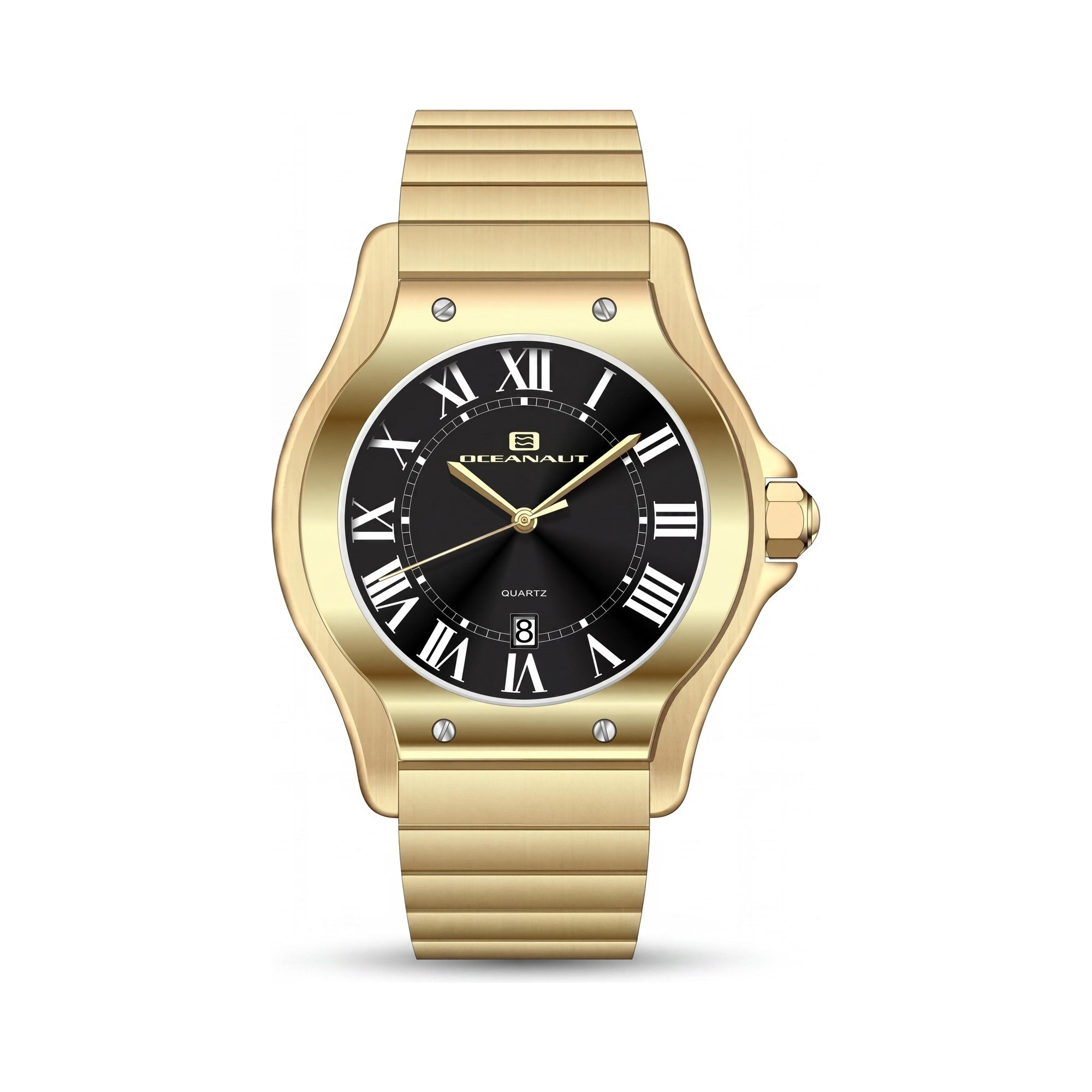 Reloj Oceanaut de cuarzo para hombre, esfera negra, acero inoxidable, resistente al agua y cristal mineral resistente a arañazos., Photo 1