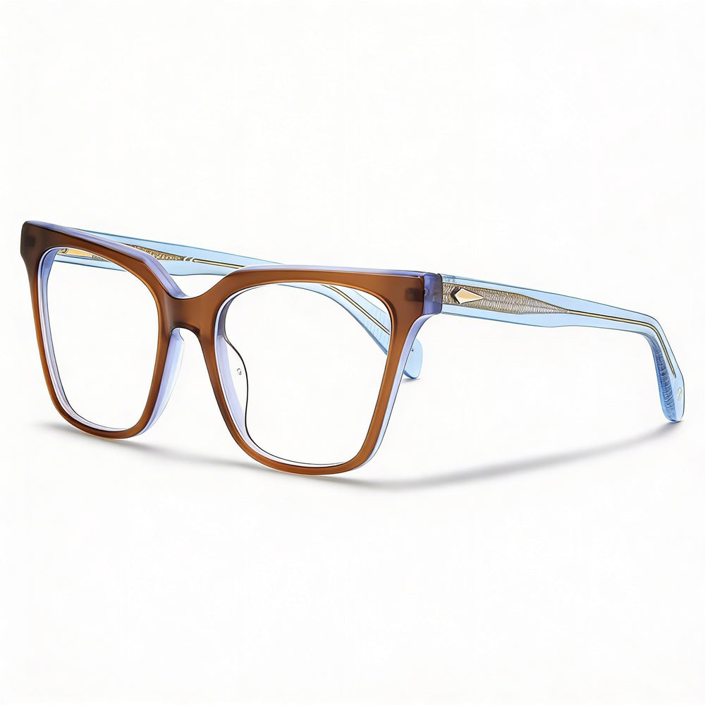 Rag & Bone Modern Rnb3057 Gafas Ópticas de Acetato Marrón Azul para Mujer Listas para Recetarse, Lente 53mm, Puente 18mm, Patilla 140mm