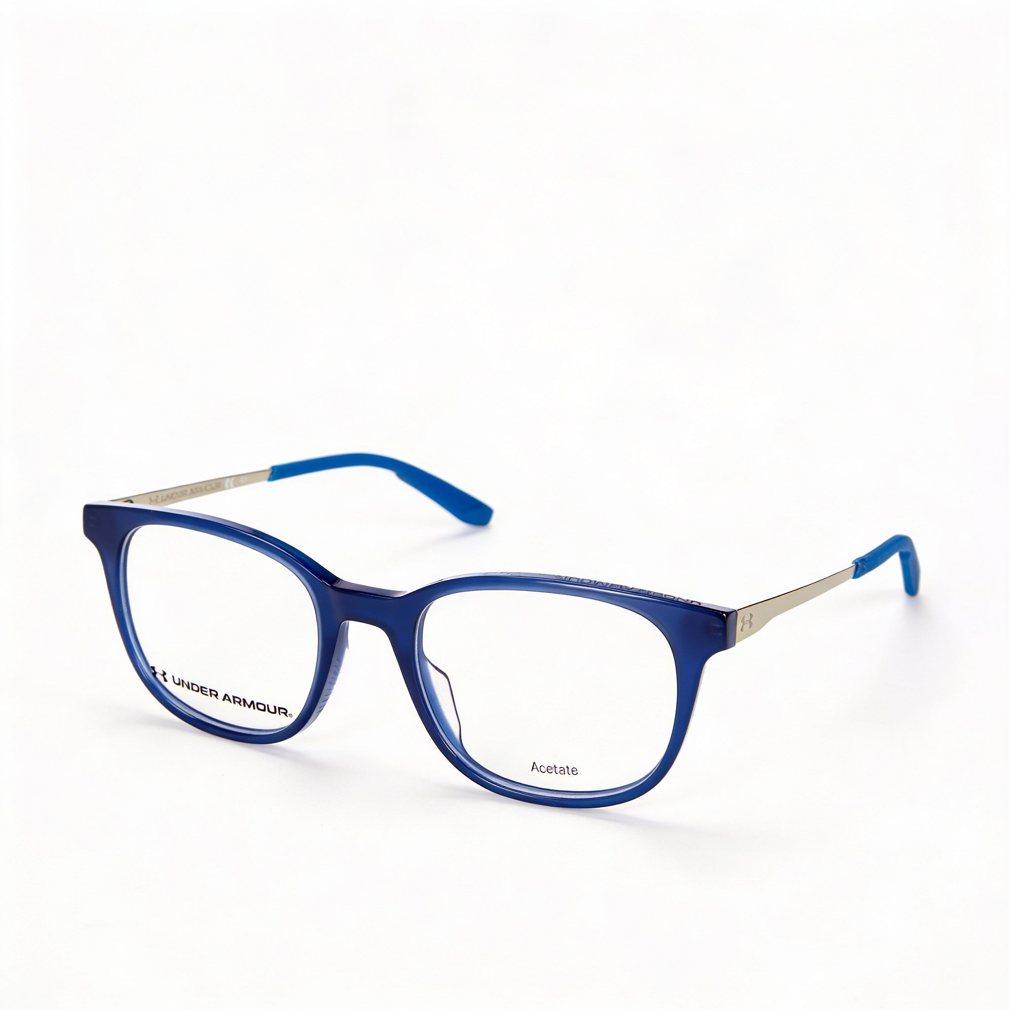 Under Armour Modern Unisex Eyeglasses with Acetate Frame and Polycarbonate Lenses, Crystal Blue, 51mm, Photo 1
